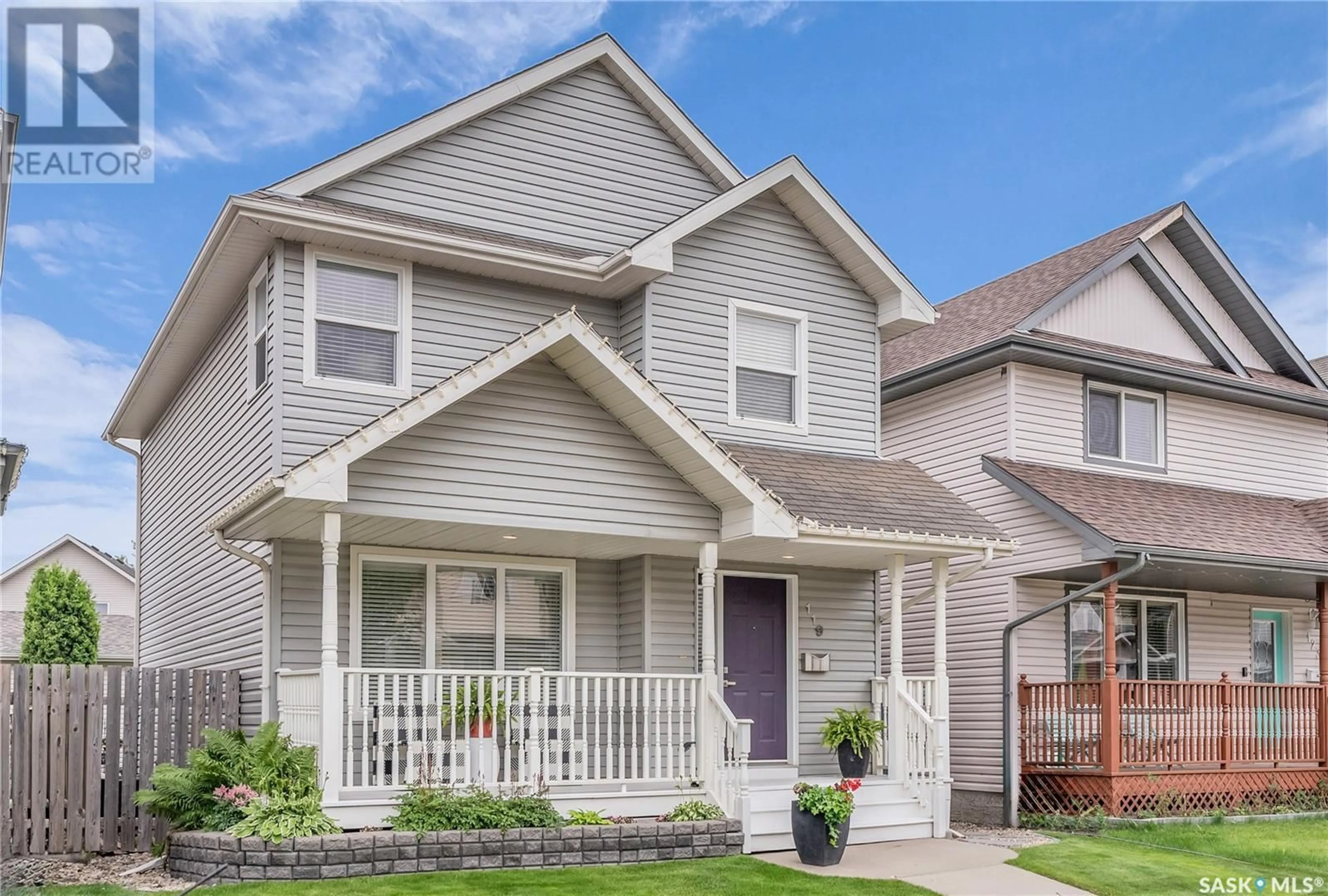 Home with vinyl exterior material, street for 119 BLAKENEY CRESCENT, Saskatoon Saskatchewan S7L7N4