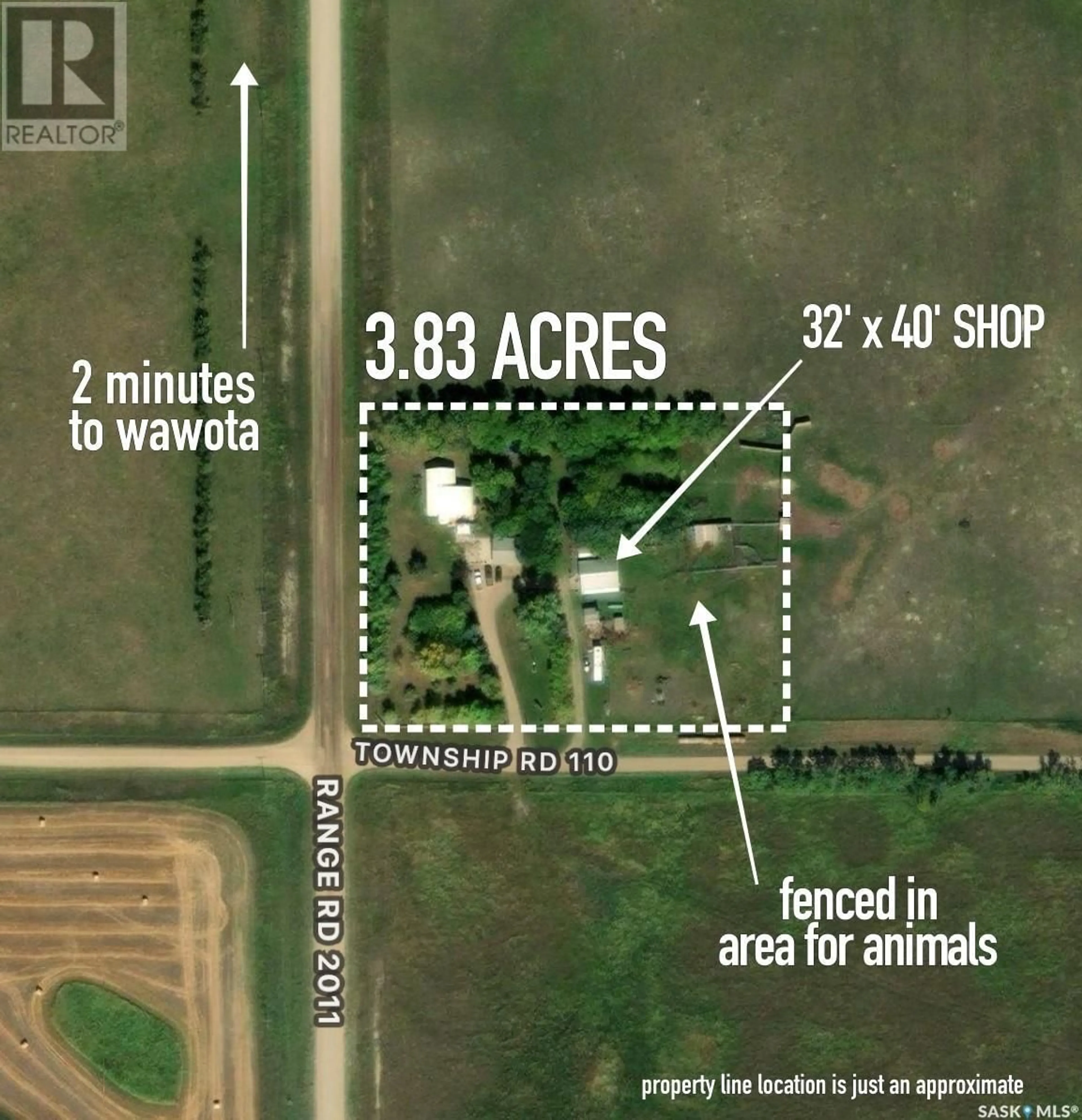 A pic from outside/outdoor area/front of a property/back of a property/a pic from drone, street for LINCOLN ACREAGE, Wawken Rm No. 93 Saskatchewan S0G5A0