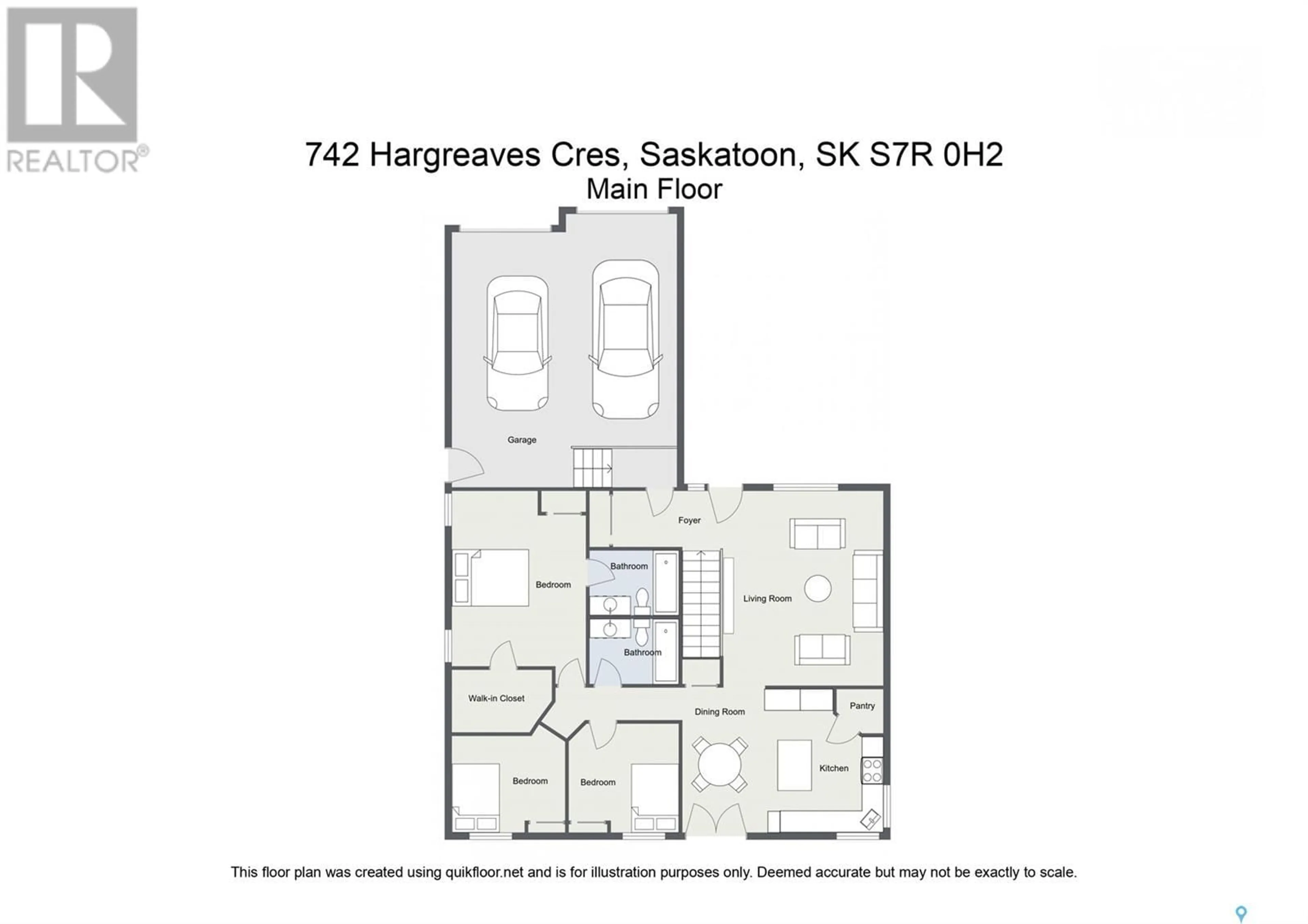 Floor plan for 742 HARGREAVES CRESCENT, Saskatoon Saskatchewan S7R0H2