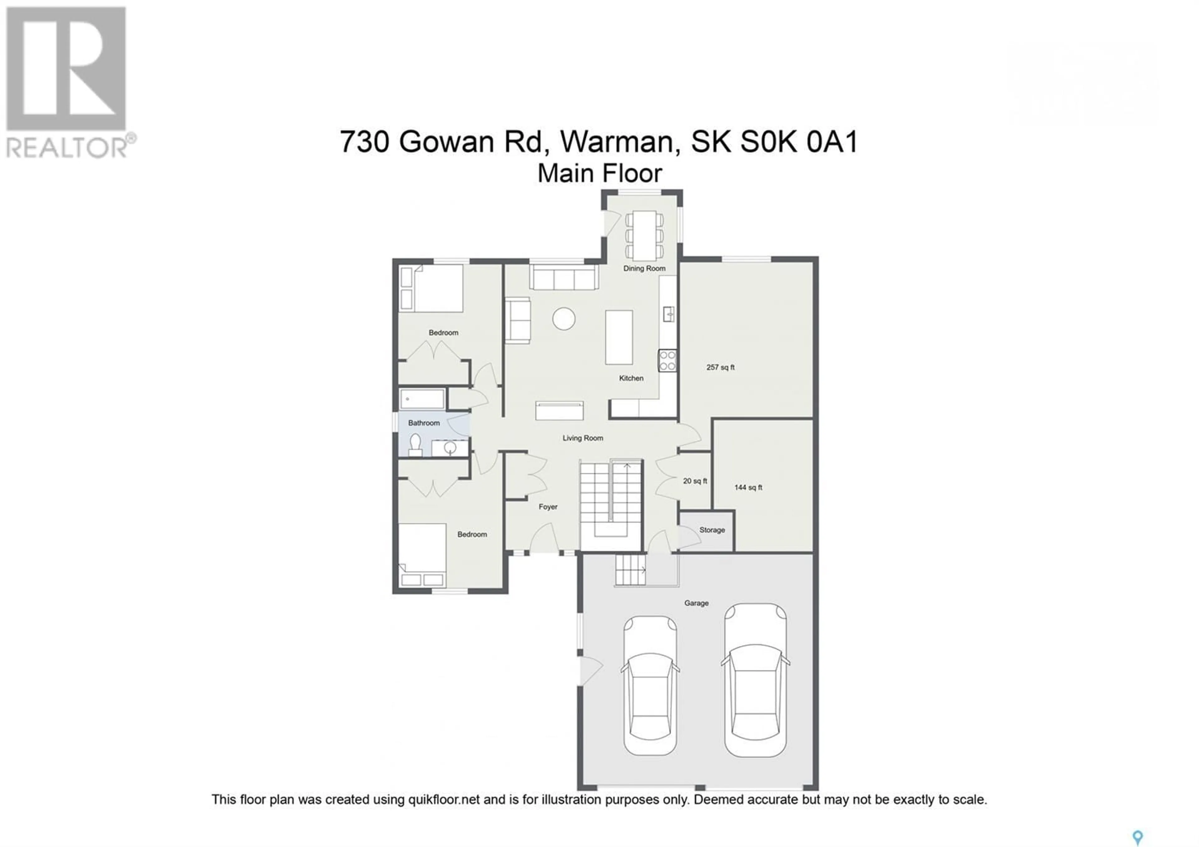 Floor plan for 733 GOWAN ROAD, Warman Saskatchewan S0K4S2