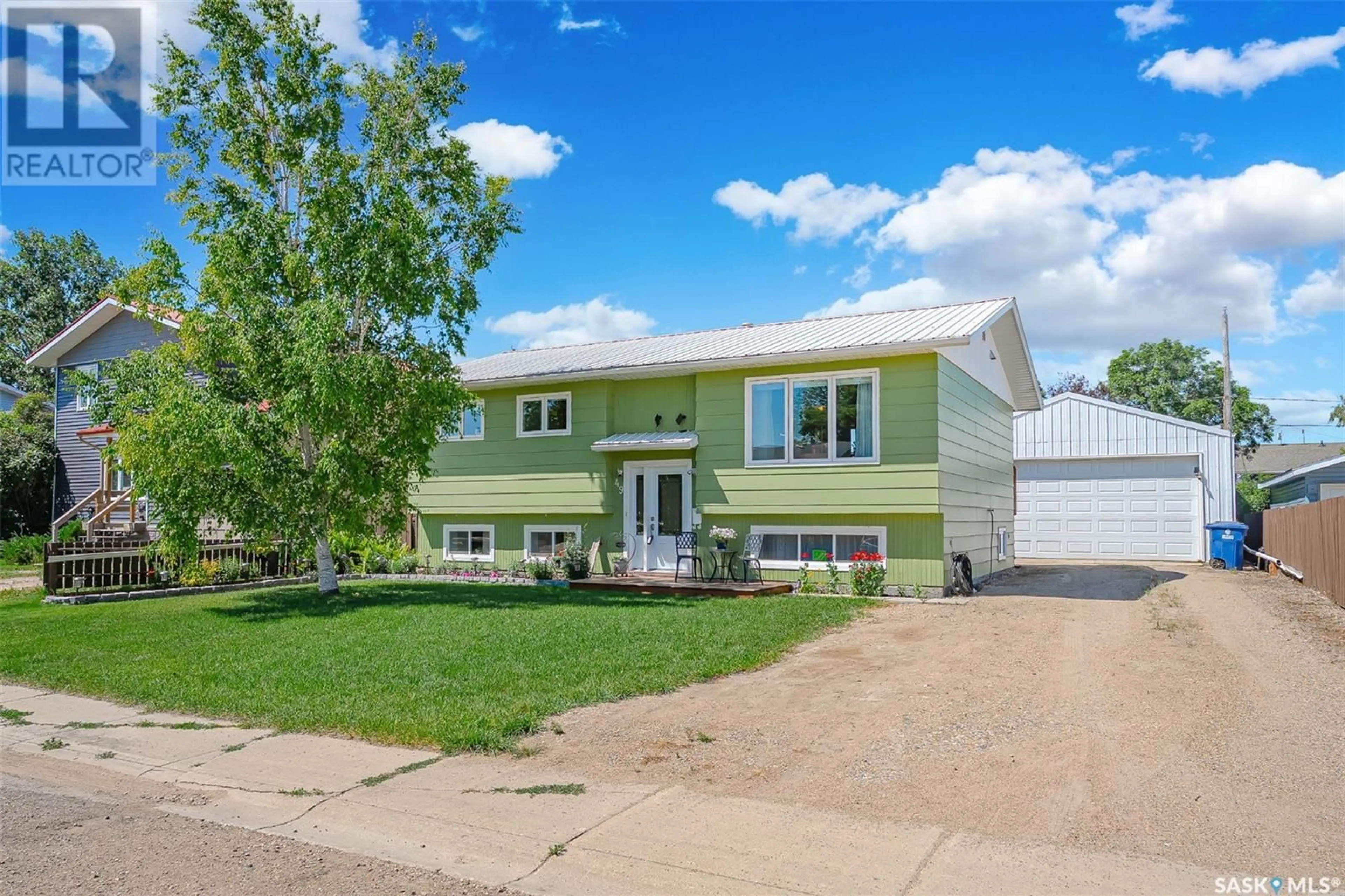 Home with vinyl exterior material, street for 49 BLAKE CRESCENT, Aberdeen Saskatchewan S0K0A0