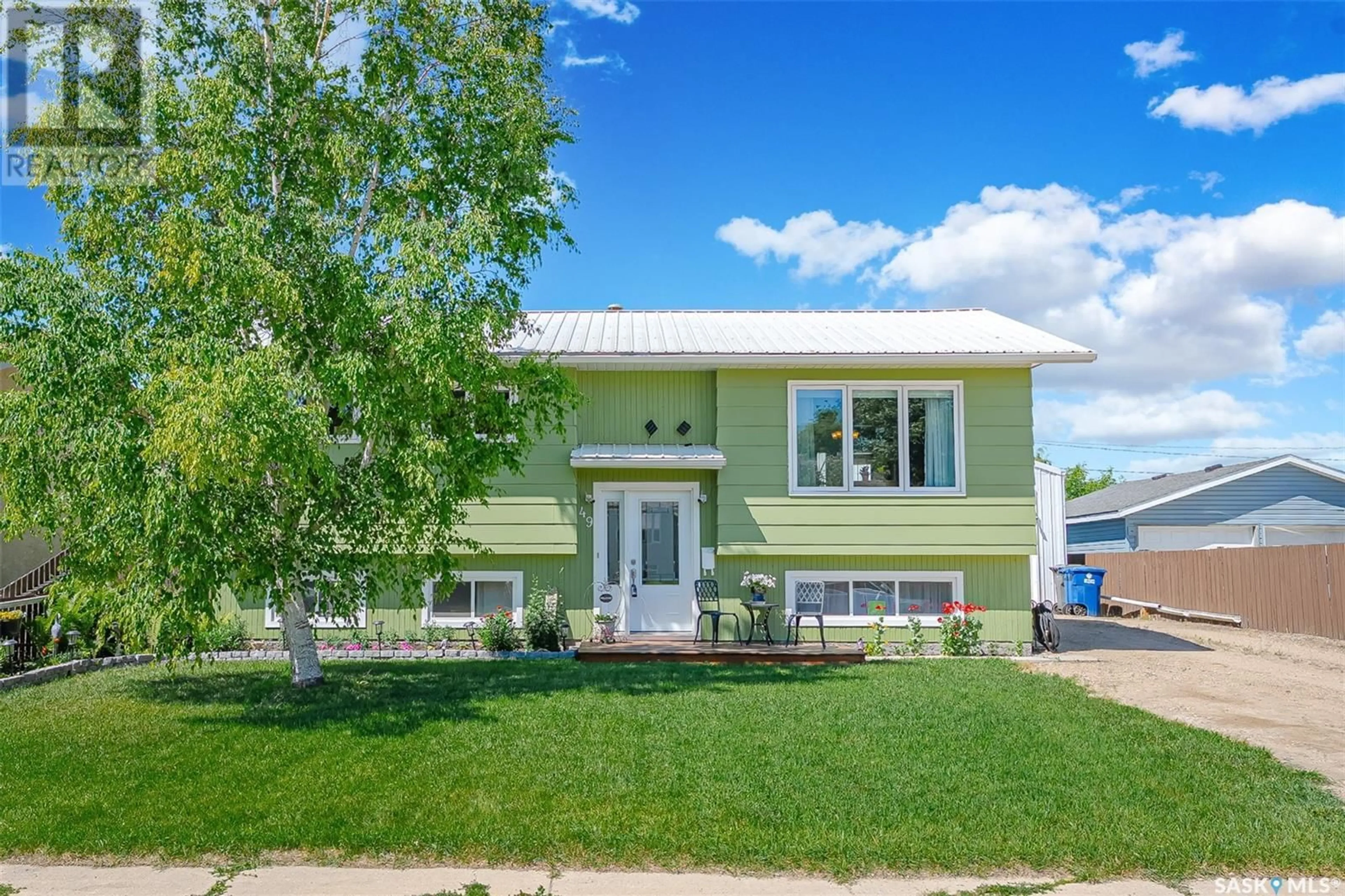 Home with vinyl exterior material, street for 49 BLAKE CRESCENT, Aberdeen Saskatchewan S0K0A0