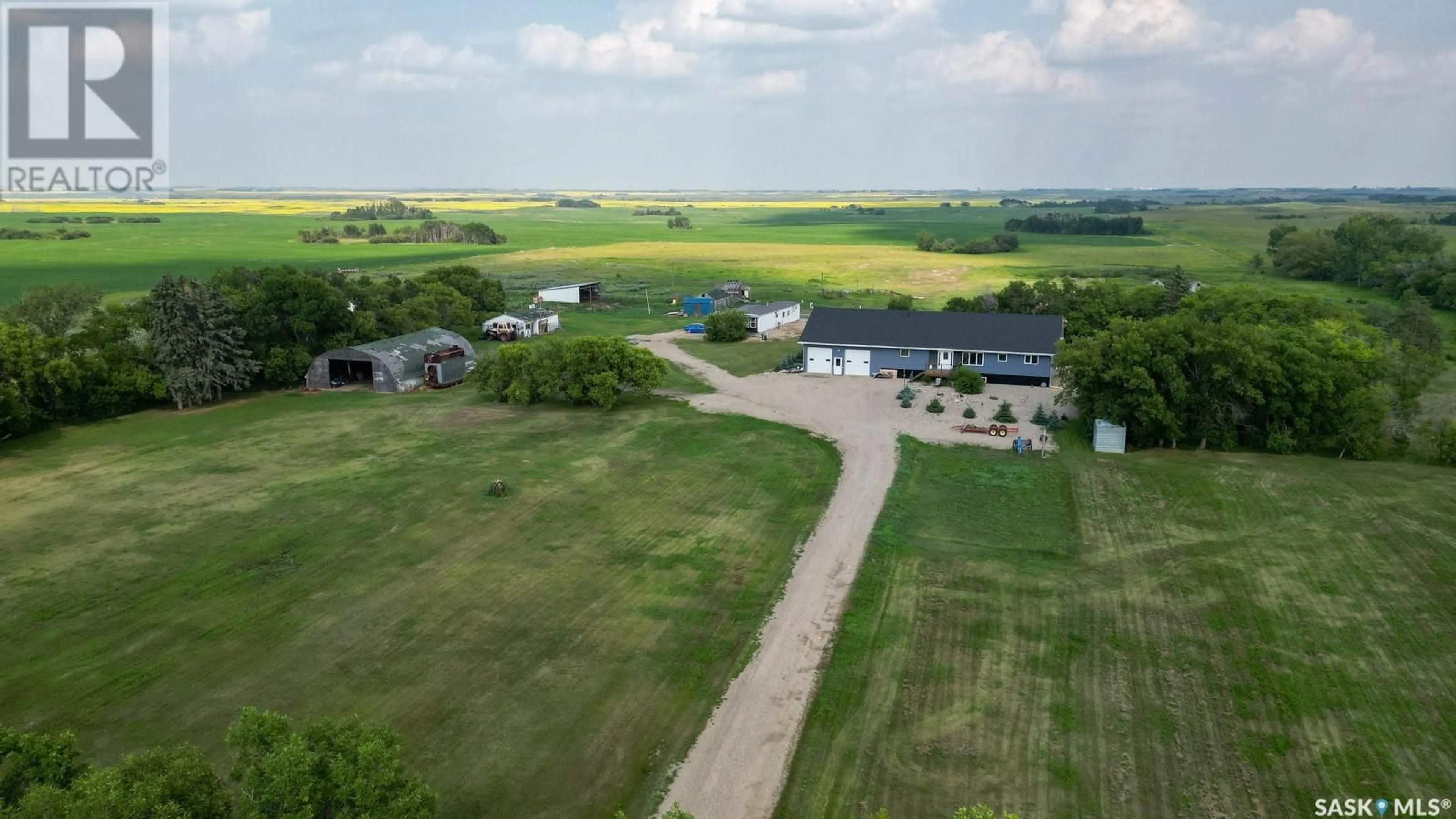 A pic from outside/outdoor area/front of a property/back of a property/a pic from drone, street for HORVATH ACREAGE, Longlaketon Rm No. 219 Saskatchewan S0C1S0