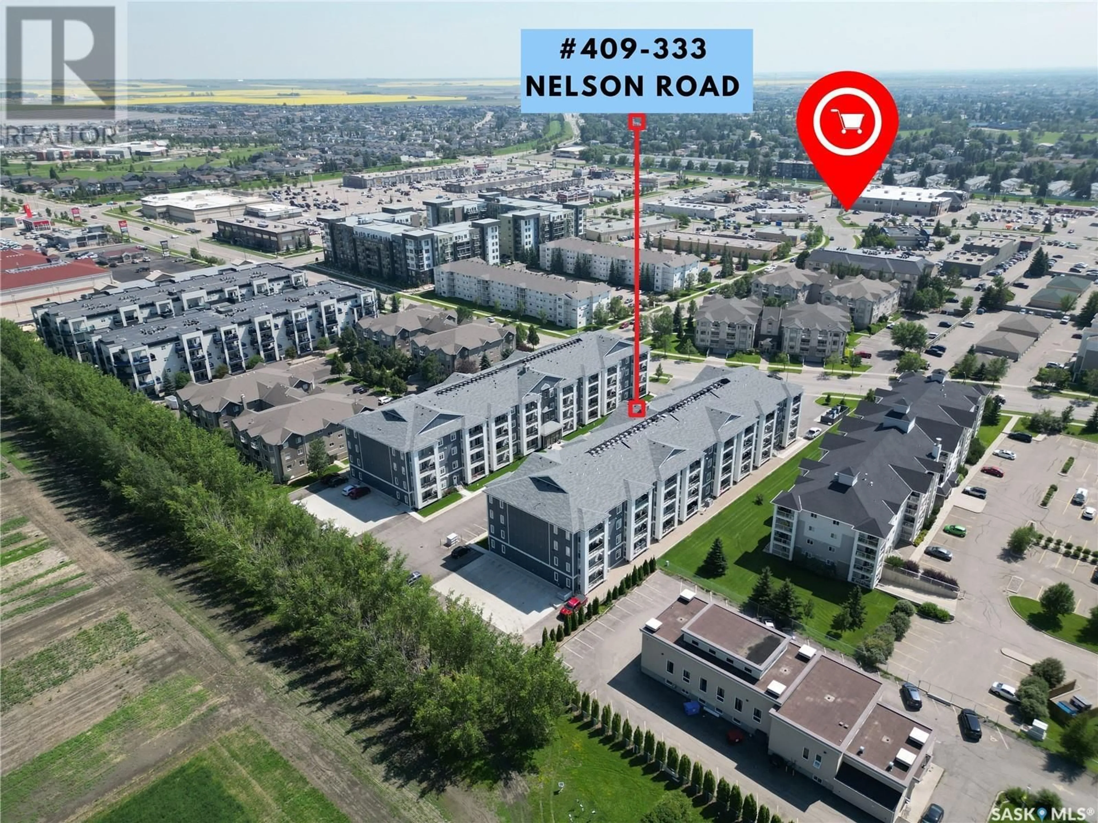 A pic from outside/outdoor area/front of a property/back of a property/a pic from drone, unknown for 409 333 NELSON ROAD, Saskatoon Saskatchewan S7S1P2