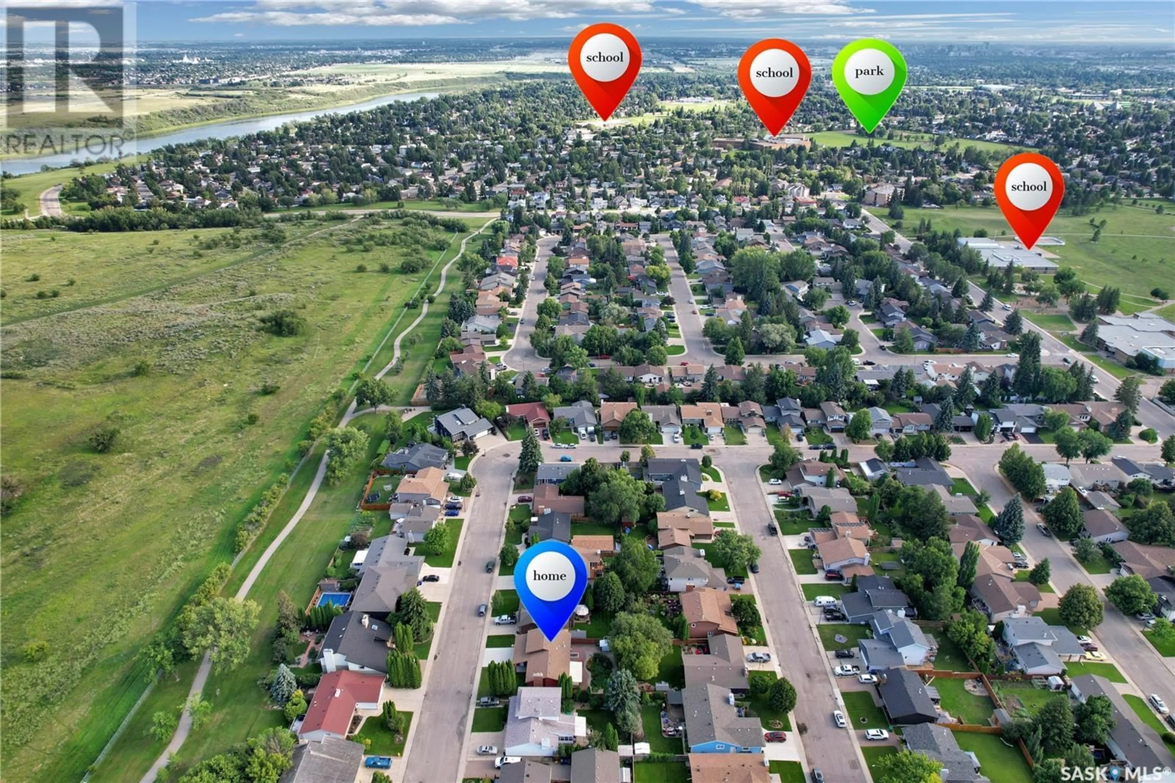A pic from outside/outdoor area/front of a property/back of a property/a pic from drone, street for 222 PERREAULT CRESCENT, Saskatoon Saskatchewan S7K6B3