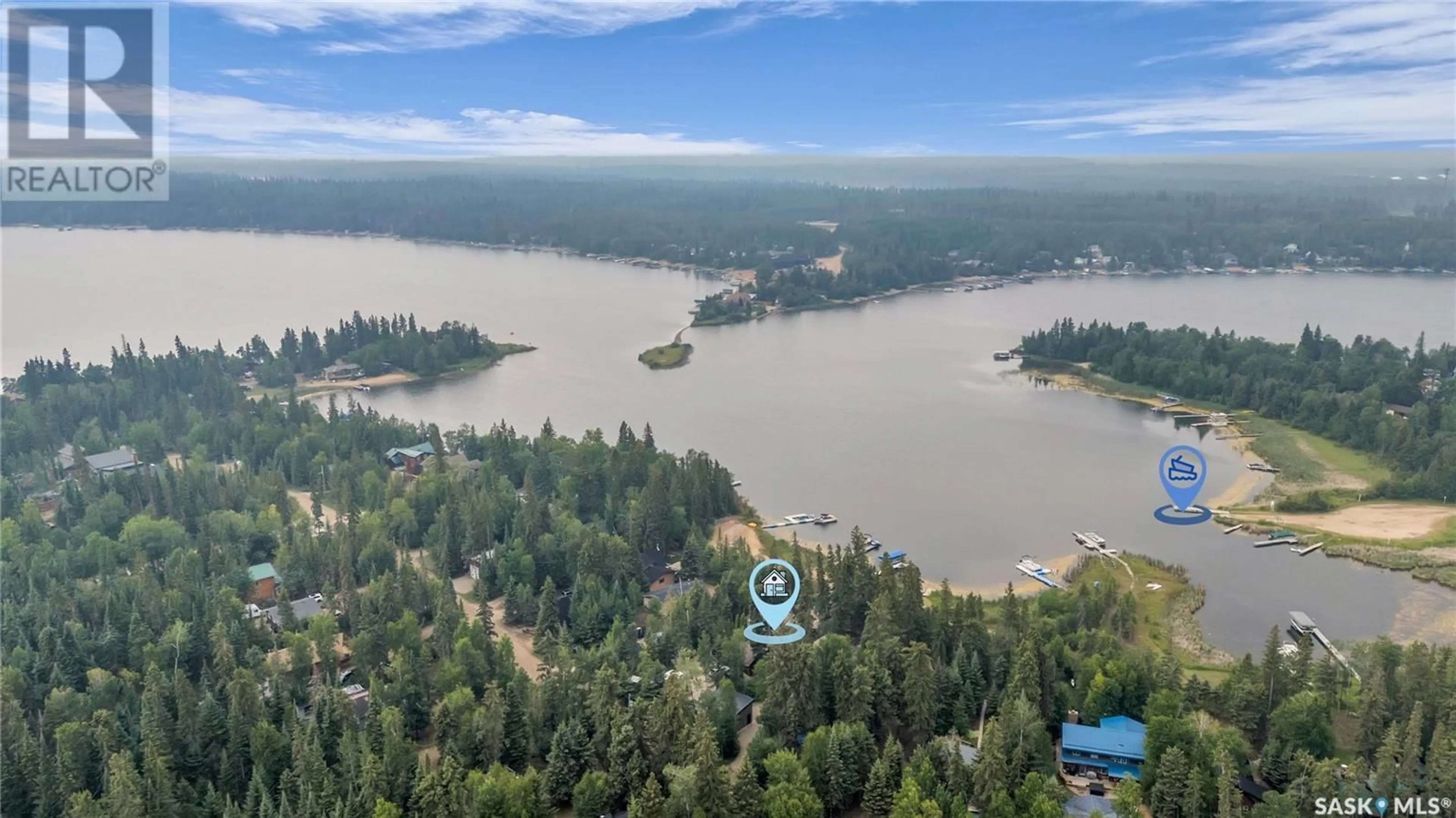 A pic from outside/outdoor area/front of a property/back of a property/a pic from drone, water/lake/river/ocean view for 712 MARINE DRIVE, Lakeland Rm No. 521 Saskatchewan S0J0N0