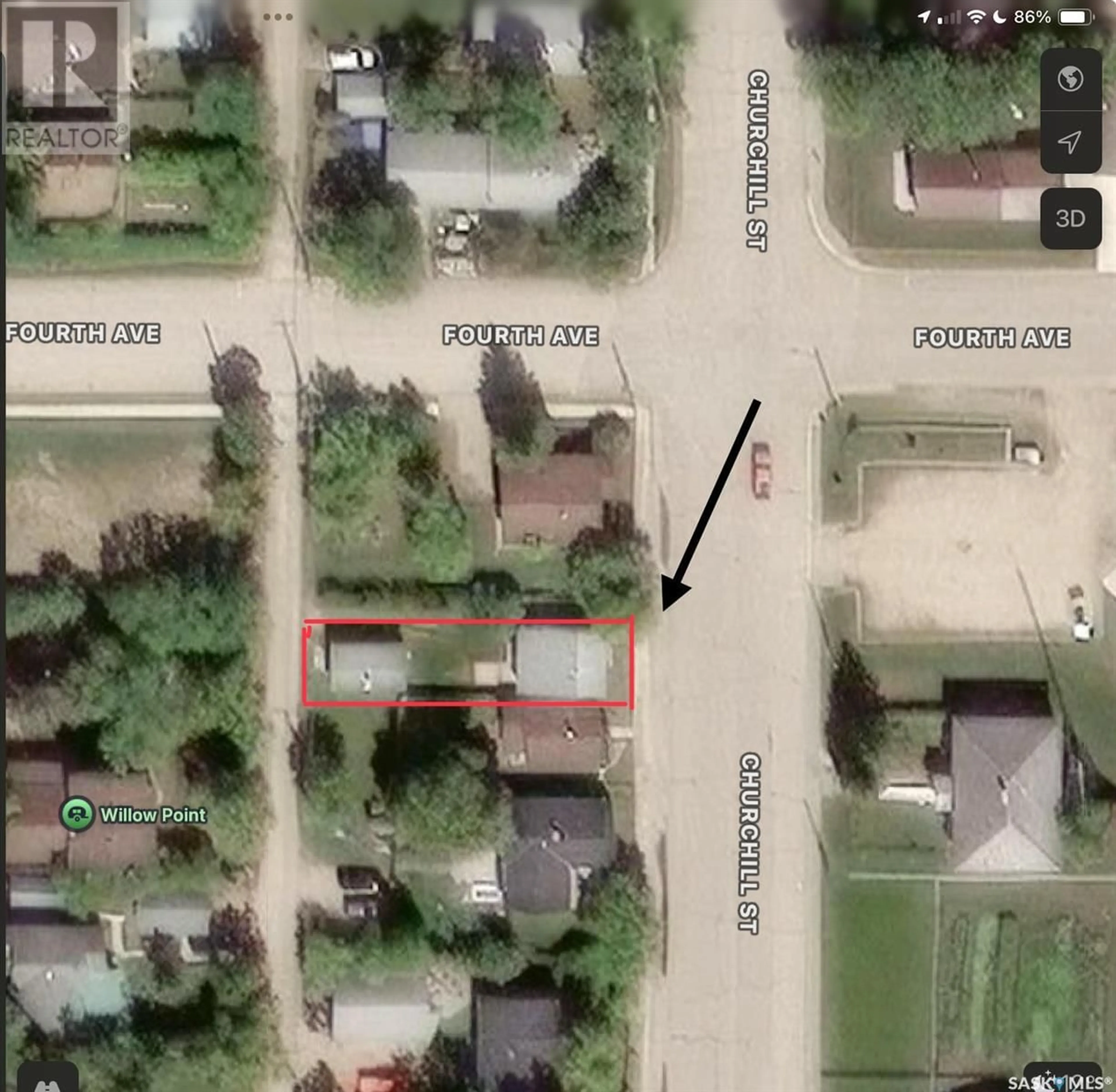 A pic from outside/outdoor area/front of a property/back of a property/a pic from drone, street for 505 CHURCHILL STREET, Hudson Bay Saskatchewan S0E0Y0