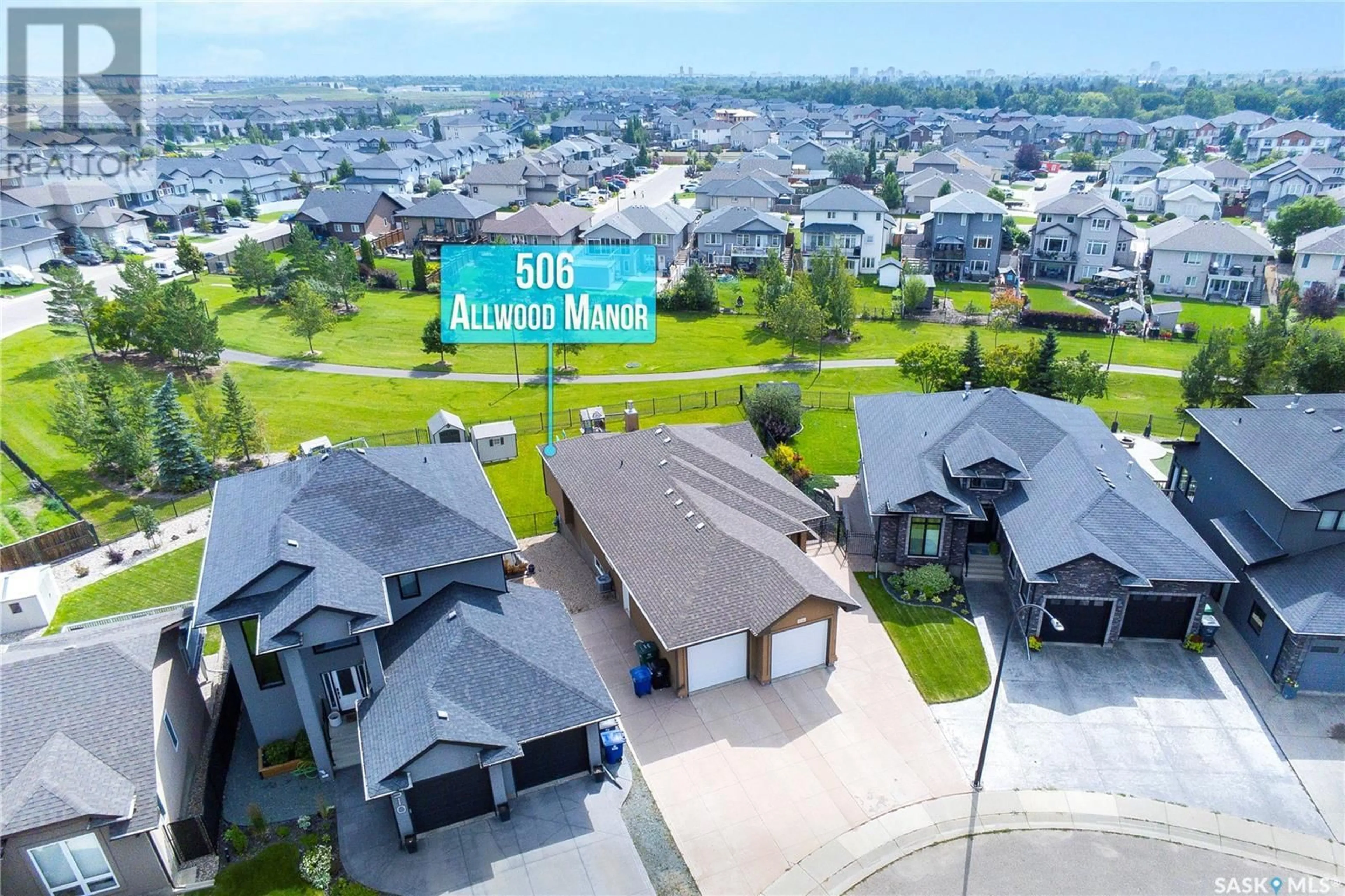 A pic from outside/outdoor area/front of a property/back of a property/a pic from drone, street for 506 ALLWOOD MANOR, Saskatoon Saskatchewan S7R0A4