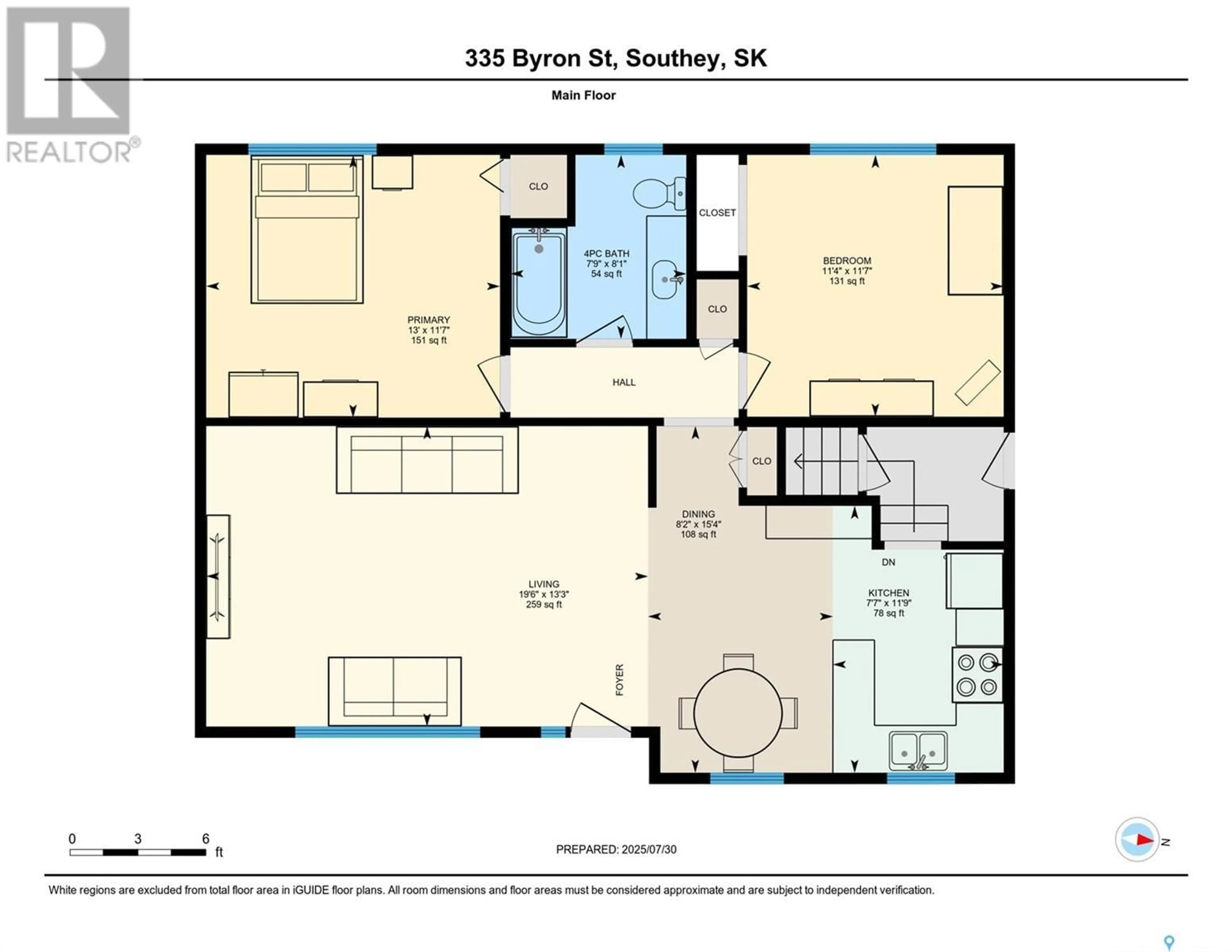 Floor plan for 335 BYRON STREET, Southey Saskatchewan S0G4P0