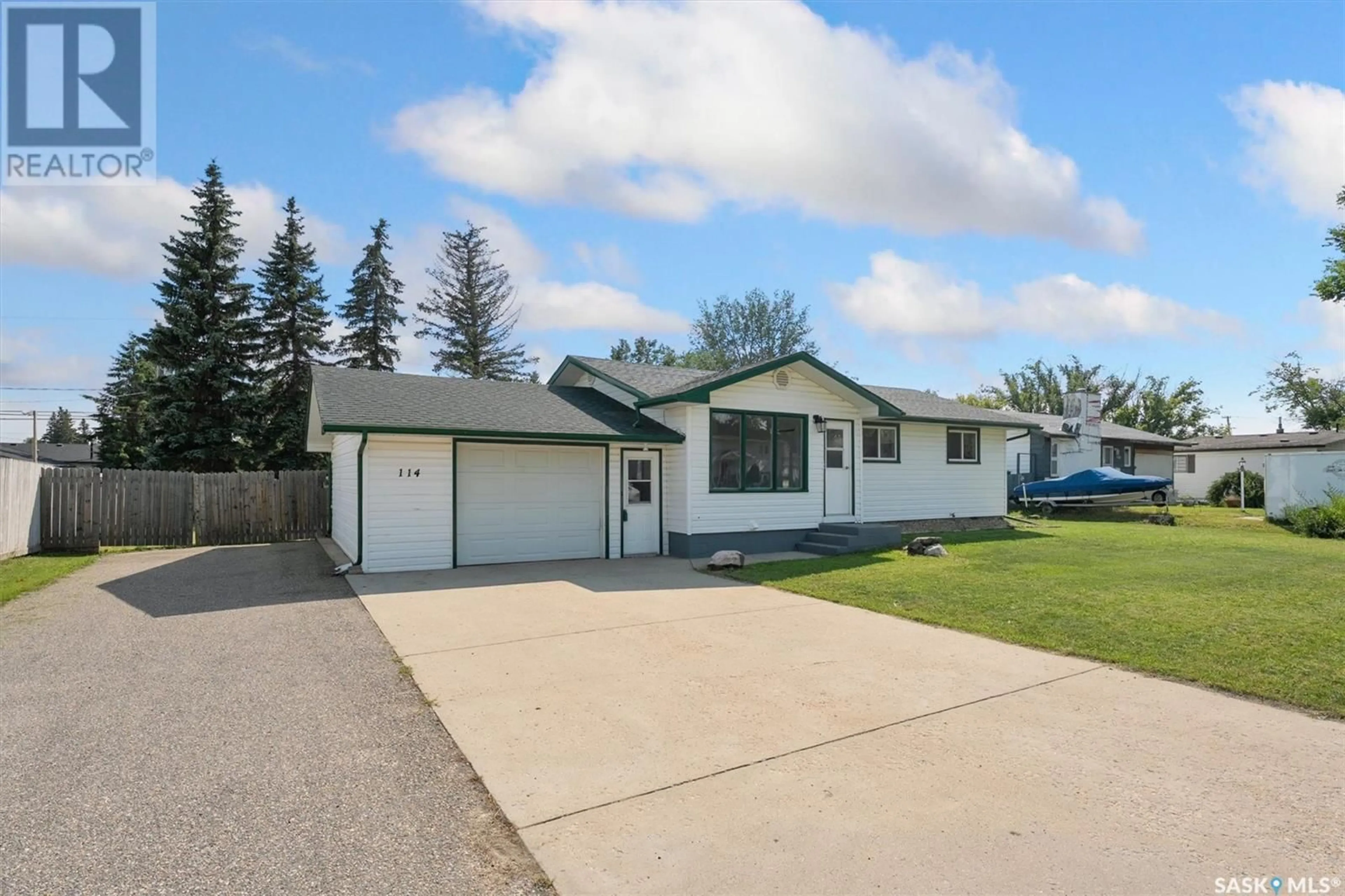 Home with vinyl exterior material, street for 114 2ND STREET, Martensville Saskatchewan S0K2T0
