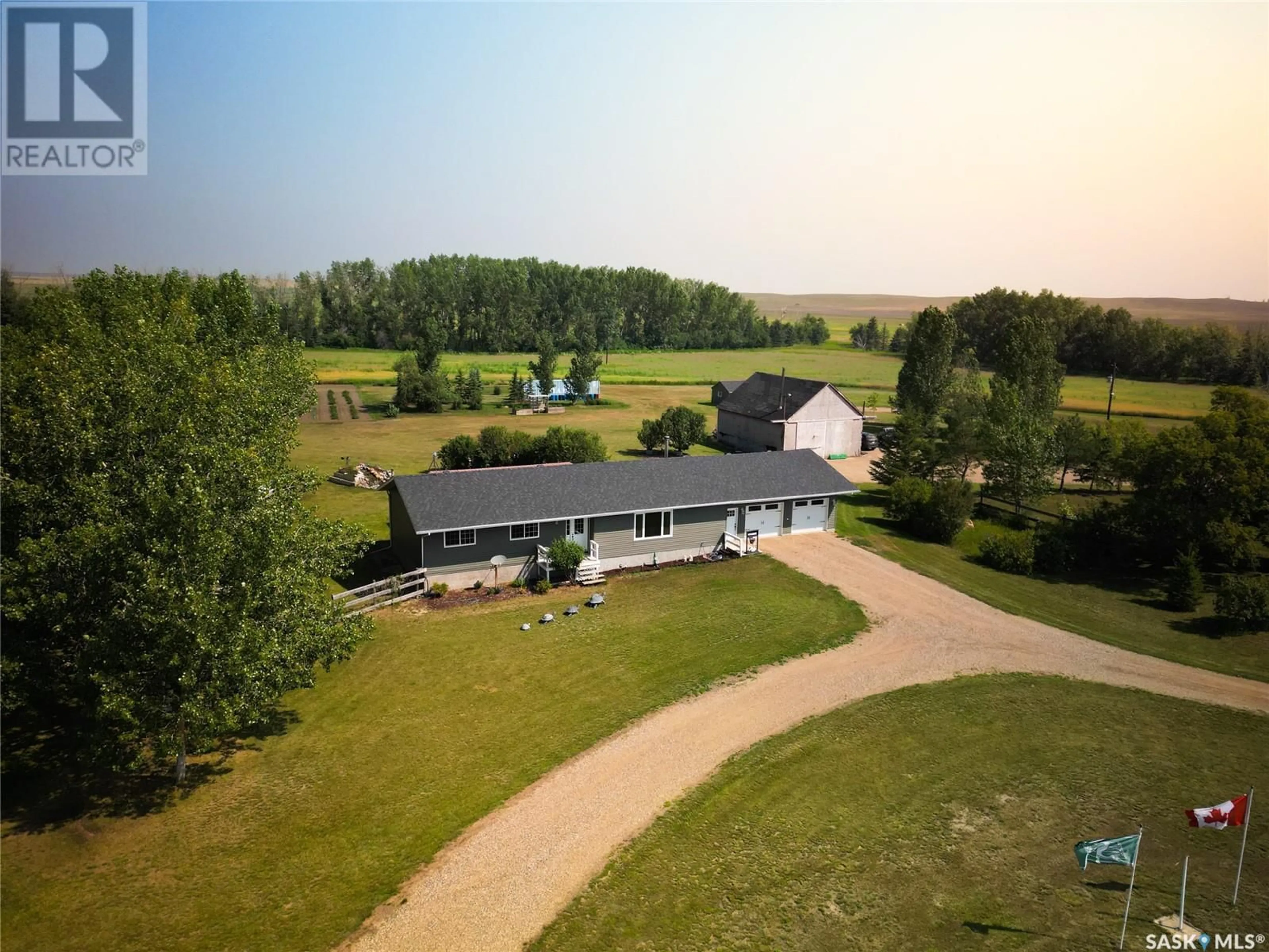A pic from outside/outdoor area/front of a property/back of a property/a pic from drone, unknown for ROUS ACREAGE, Craik Rm No. 222 Saskatchewan S0G0R0