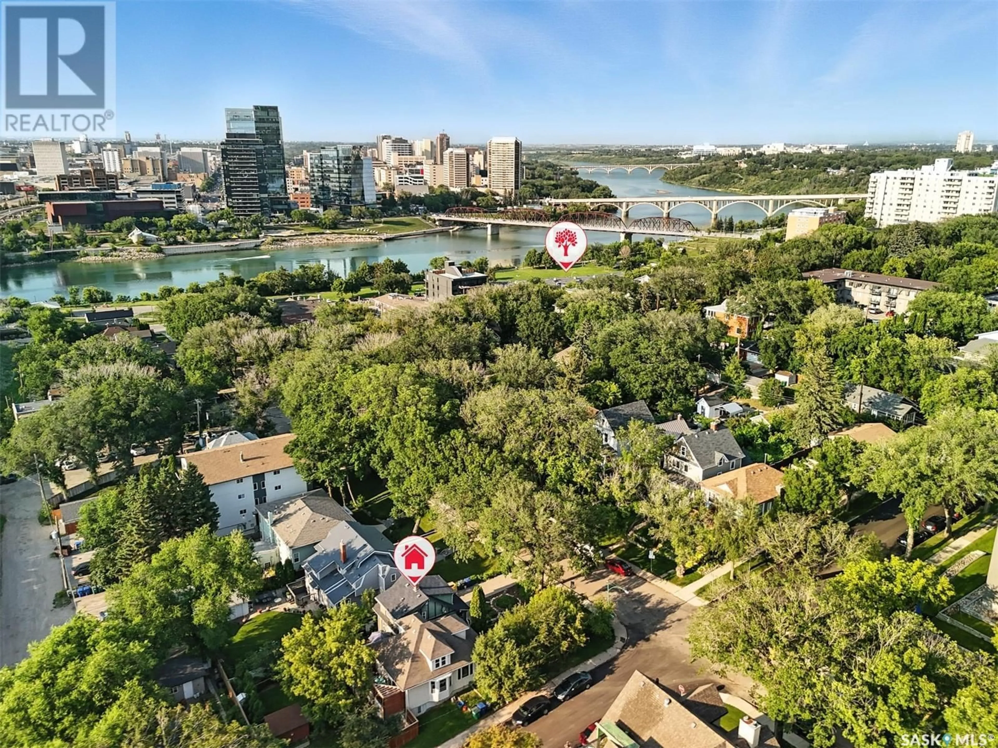 A pic from outside/outdoor area/front of a property/back of a property/a pic from drone, city buildings view from balcony for 718 MCPHERSON AVENUE, Saskatoon Saskatchewan S7N0X8