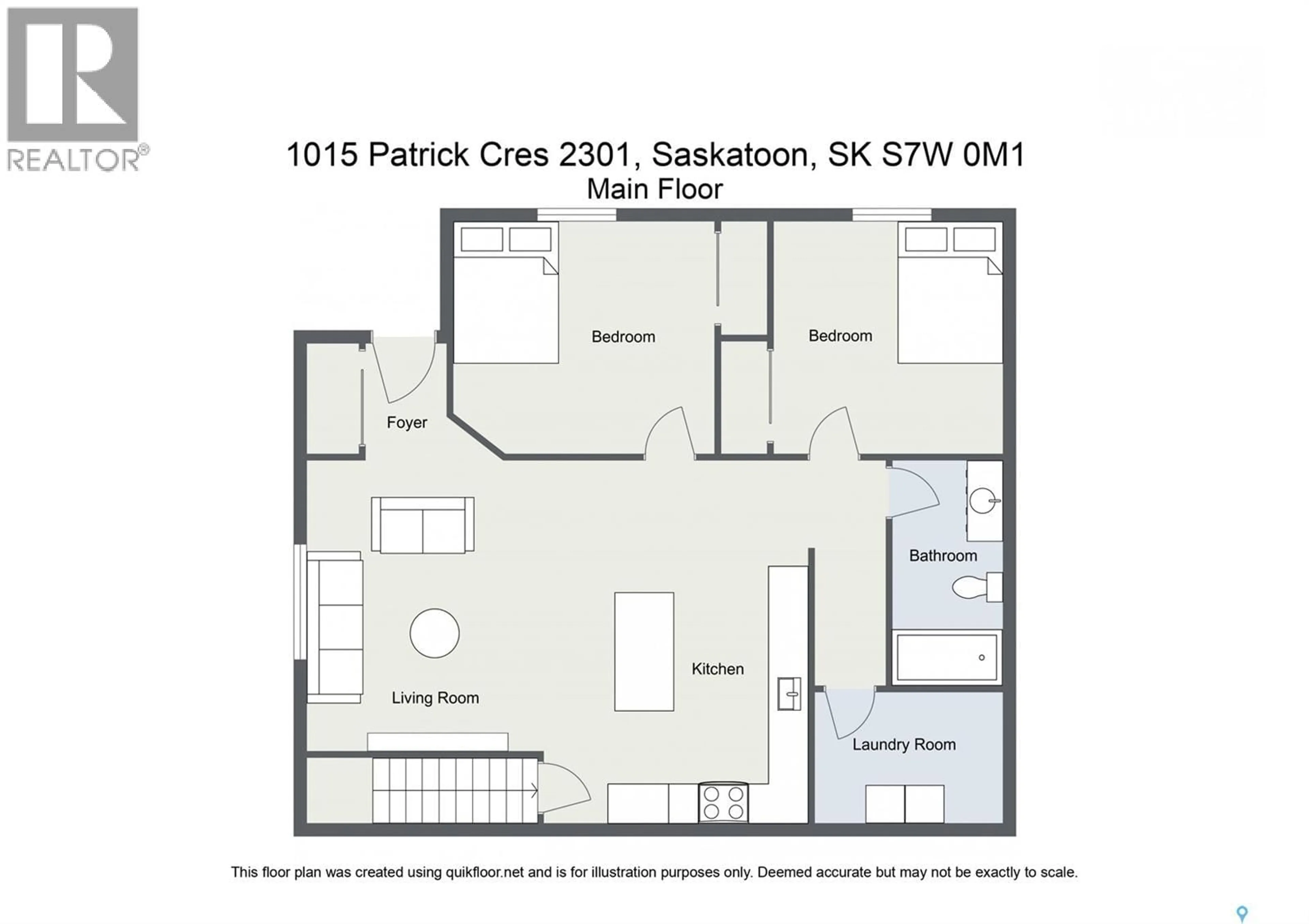 Floor plan for 1015 - 2301 PATRICK CRESCENT, Saskatoon Saskatchewan S7W0M1