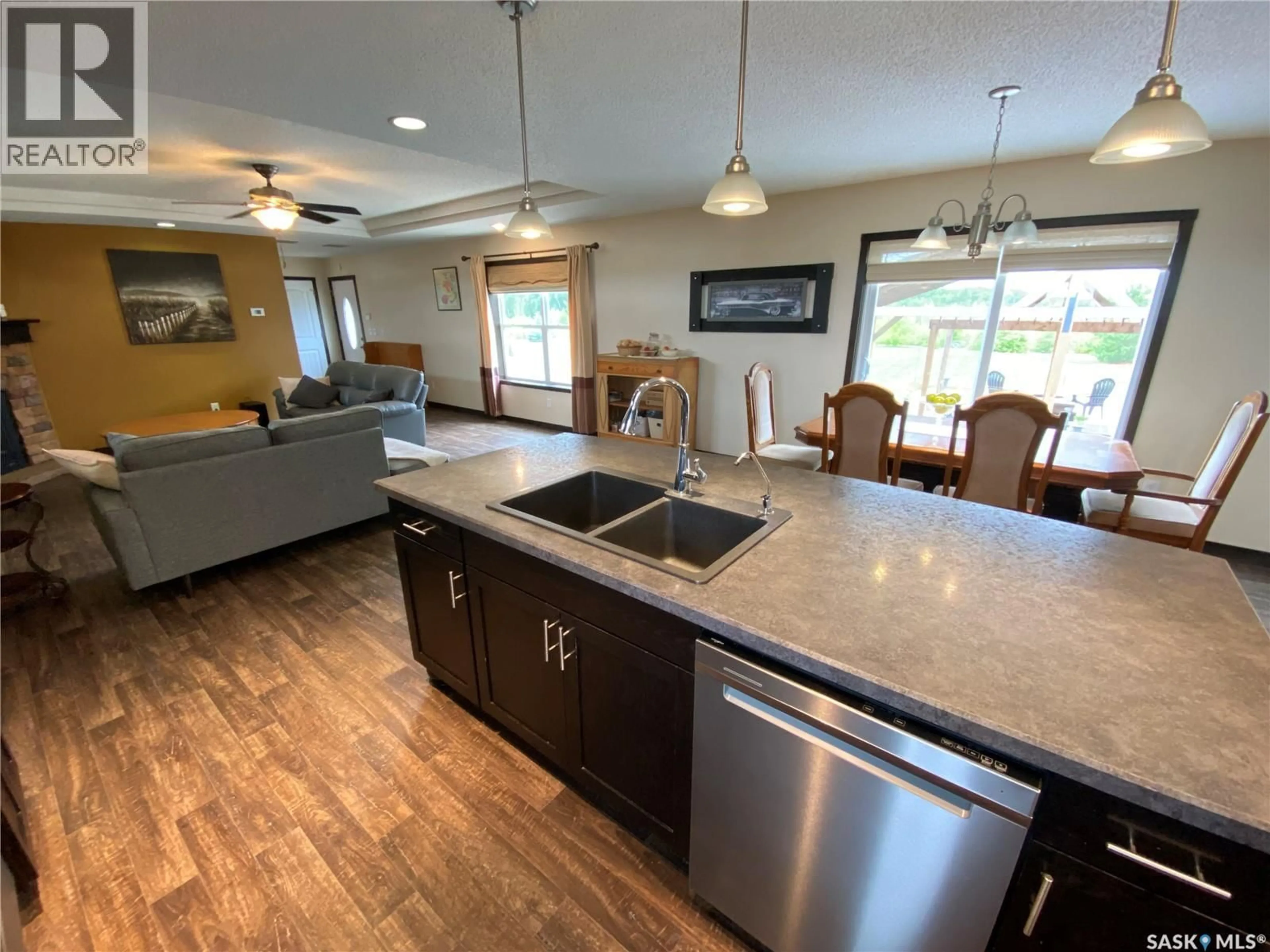 Open concept kitchen, ceramic/tile floor for ACREAGE, Orkney Rm No. 244 Saskatchewan S0A0T0