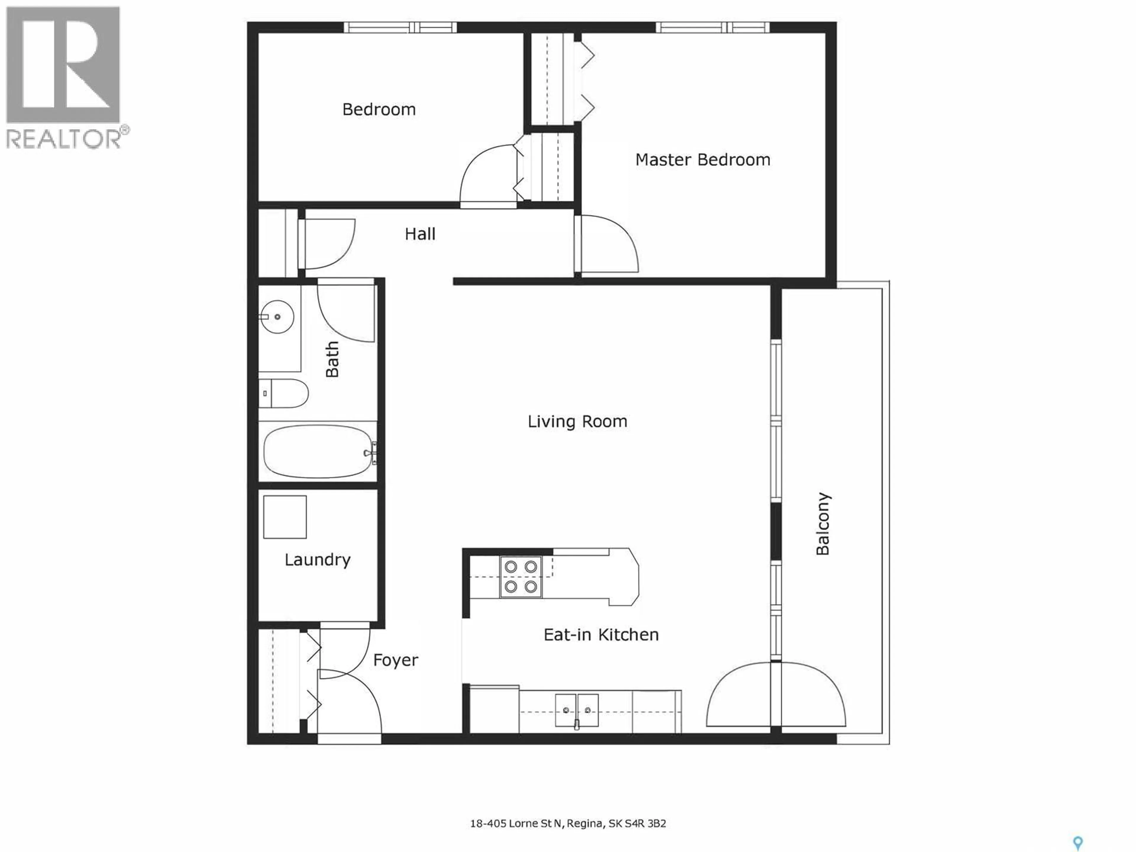 Floor plan for 405 - 18 LORNE STREET, Regina Saskatchewan S4R3B2