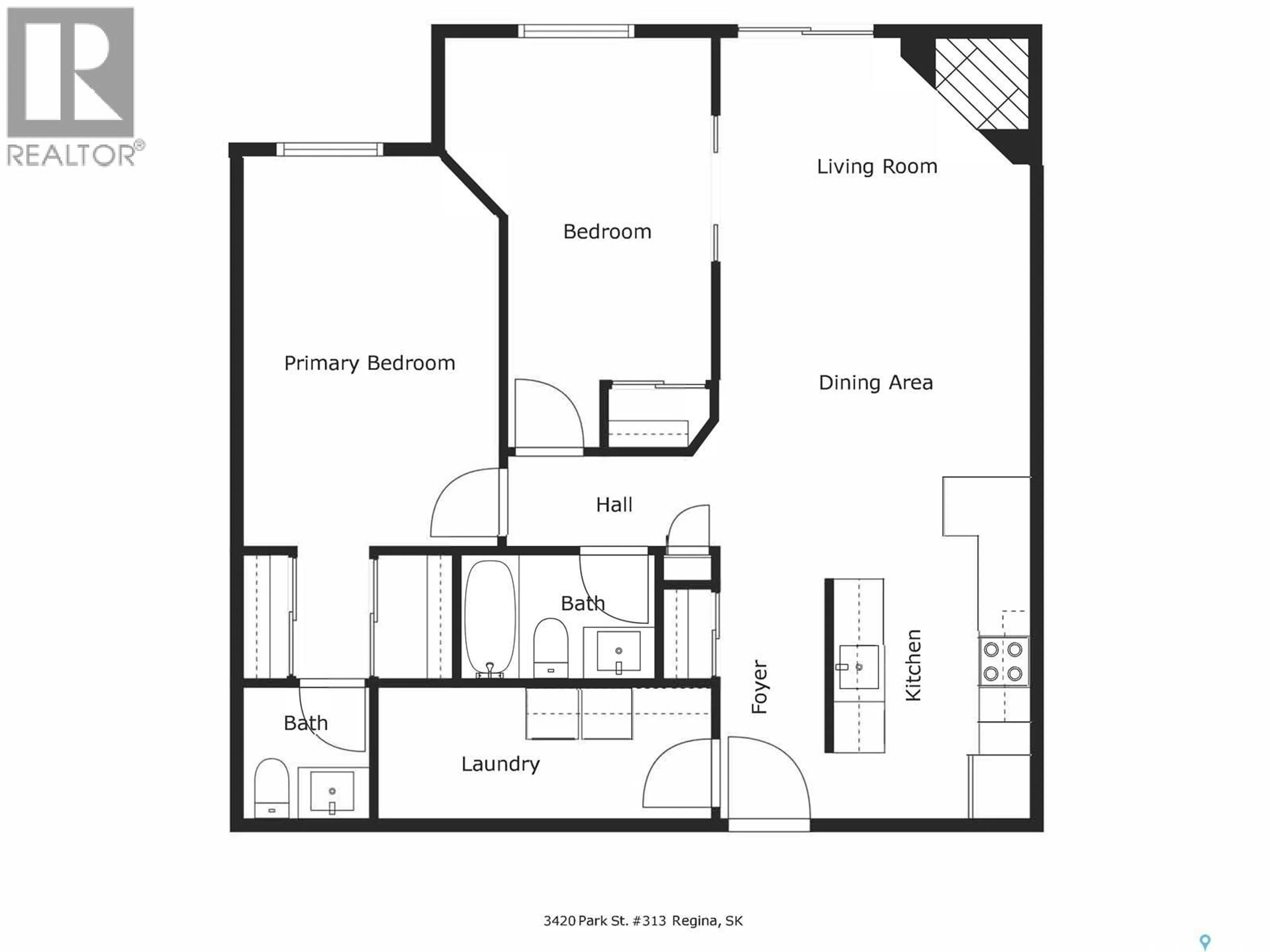 Floor plan for 313 - 3420 PARK STREET, Regina Saskatchewan S4V2M9