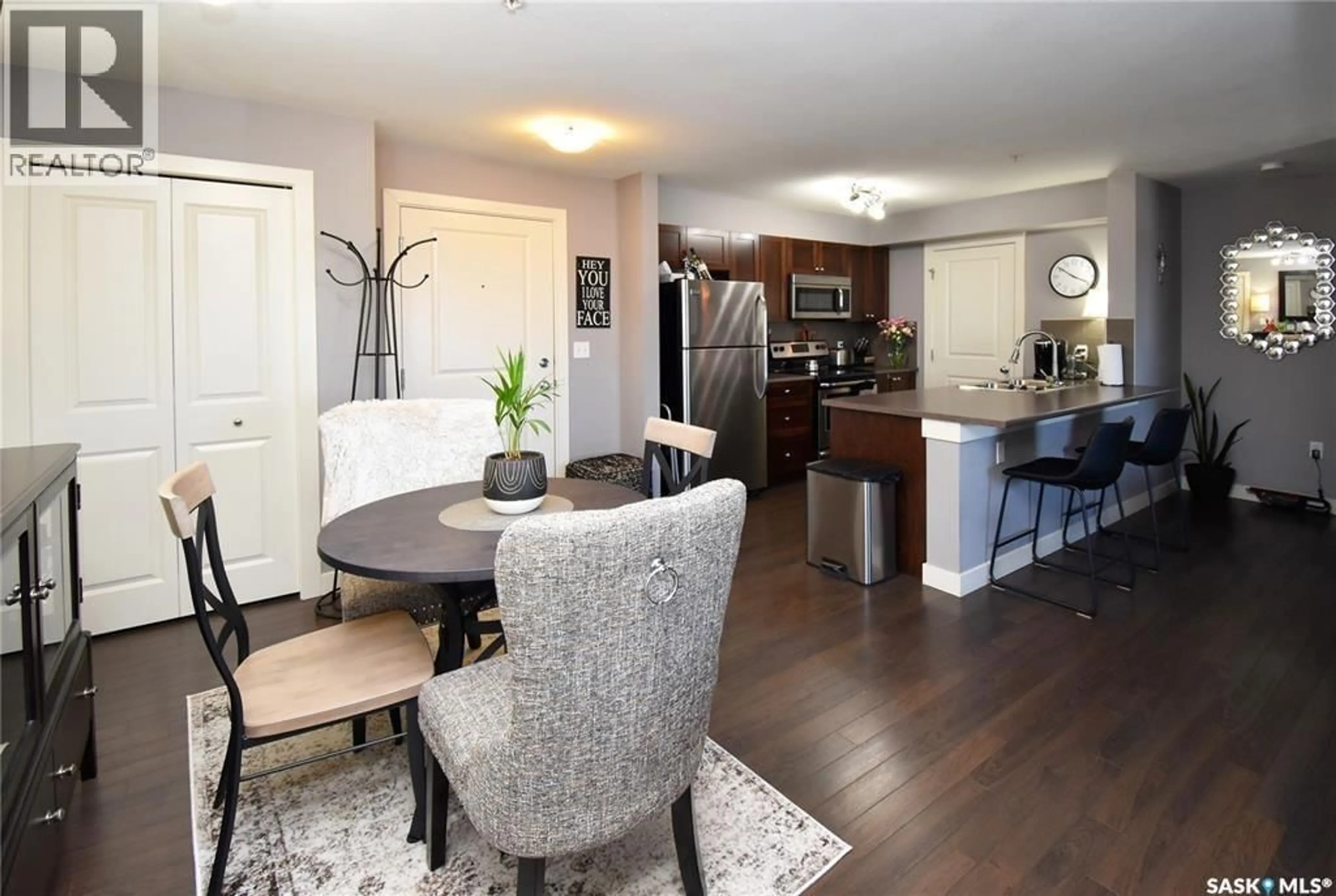 Open concept kitchen, wood/laminate floor for 306 - 308 PETTERSON DRIVE, Estevan Saskatchewan S4A2A8