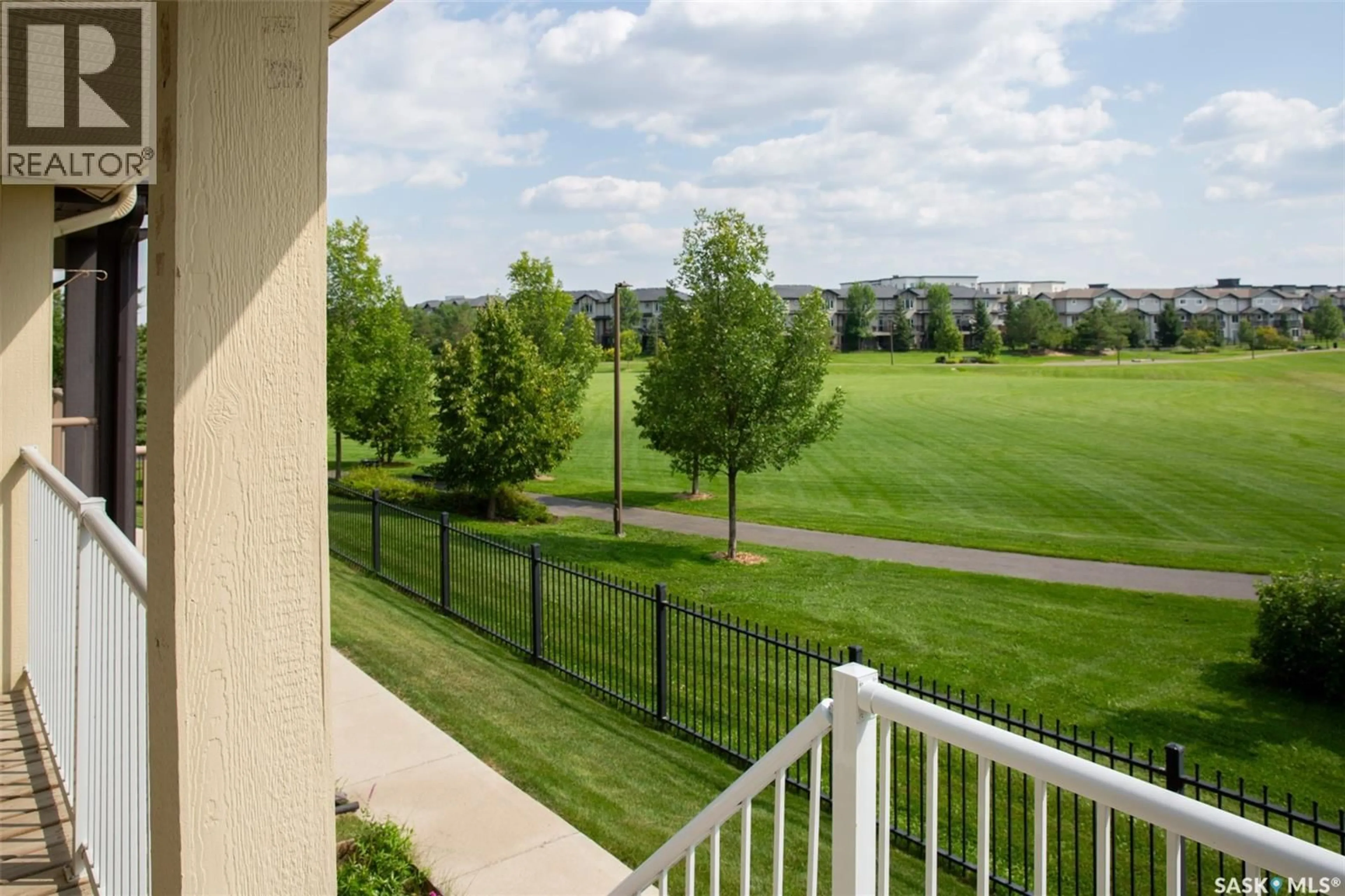 Patio, city buildings view from balcony for 315 - 223 HAMPTON CIRCLE, Saskatoon Saskatchewan S7R0J7