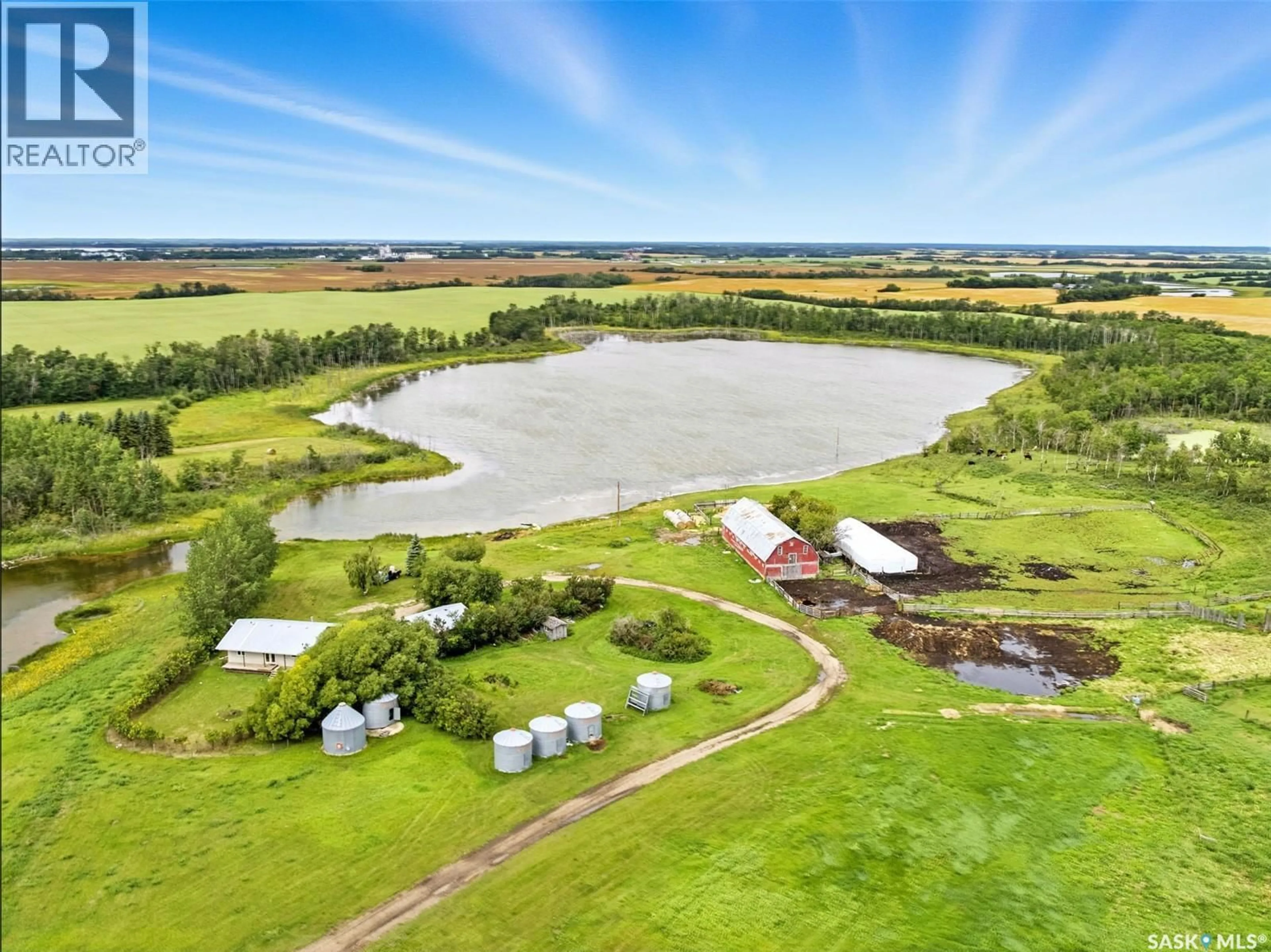 A pic from outside/outdoor area/front of a property/back of a property/a pic from drone, water/lake/river/ocean view for WISSE ACREAGE, Duck Lake Rm No. 463 Saskatchewan S0K1J0
