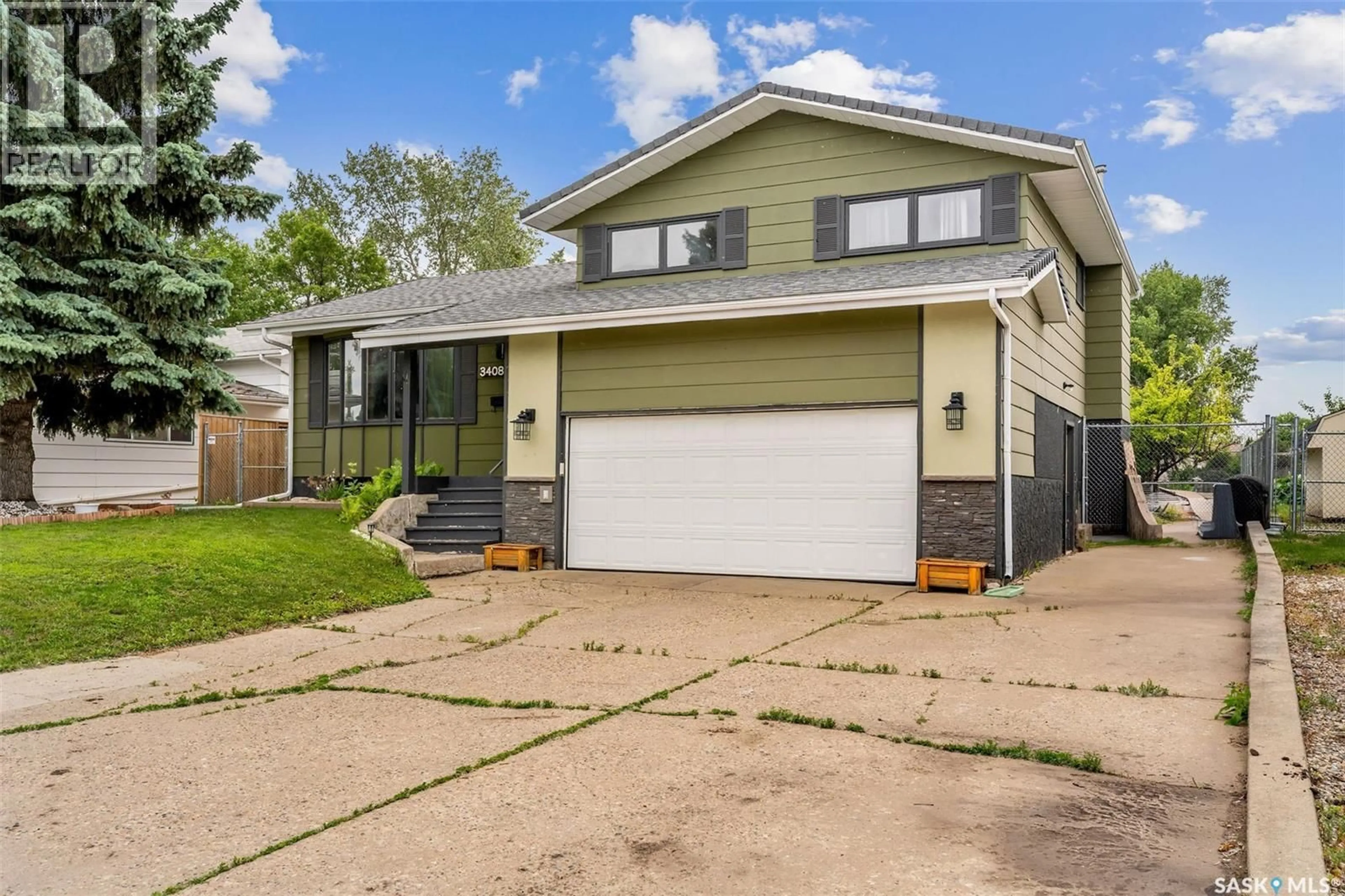 Home with vinyl exterior material, street for 3408 JORDAN DRIVE, Prince Albert Saskatchewan S6V6Y4