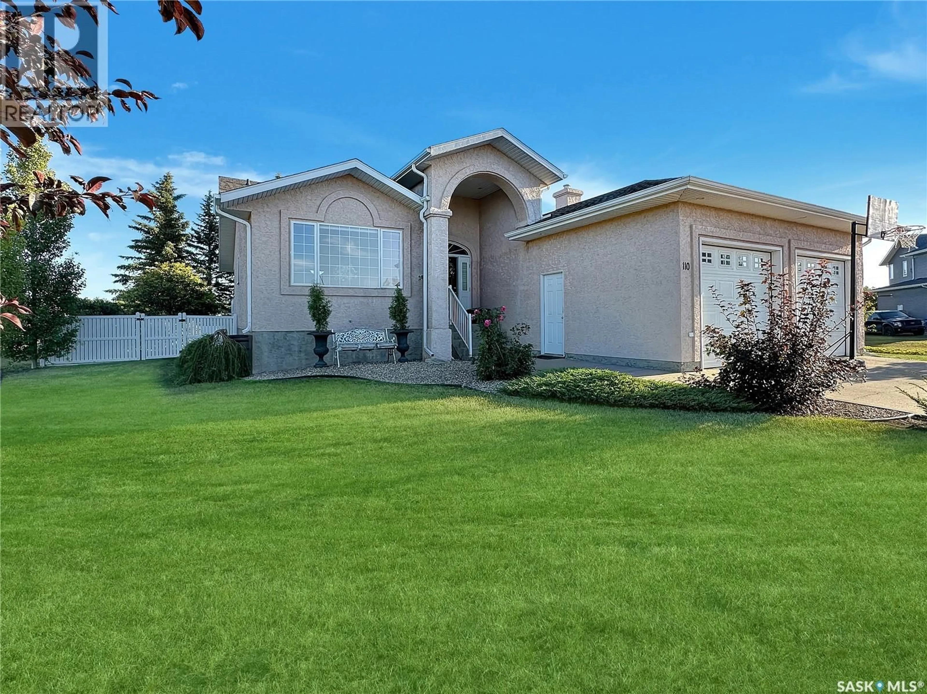 Home with vinyl exterior material, street for 110 SUNSET CRESCENT, Balcarres Saskatchewan S0G0C0