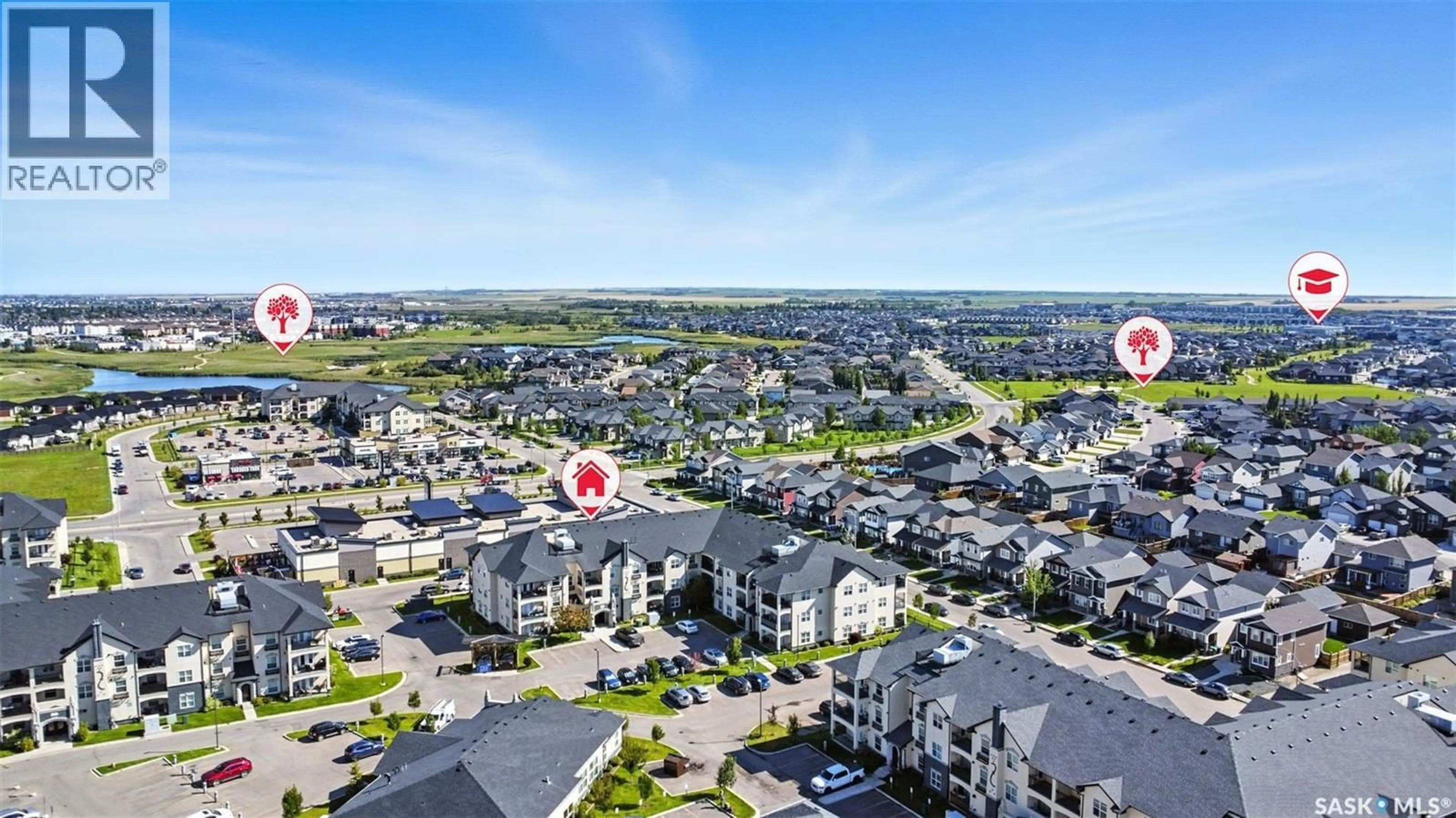 A pic from outside/outdoor area/front of a property/back of a property/a pic from drone, city buildings view from balcony for 202 130 PHELPS WAY, Saskatoon Saskatchewan S7V0K5