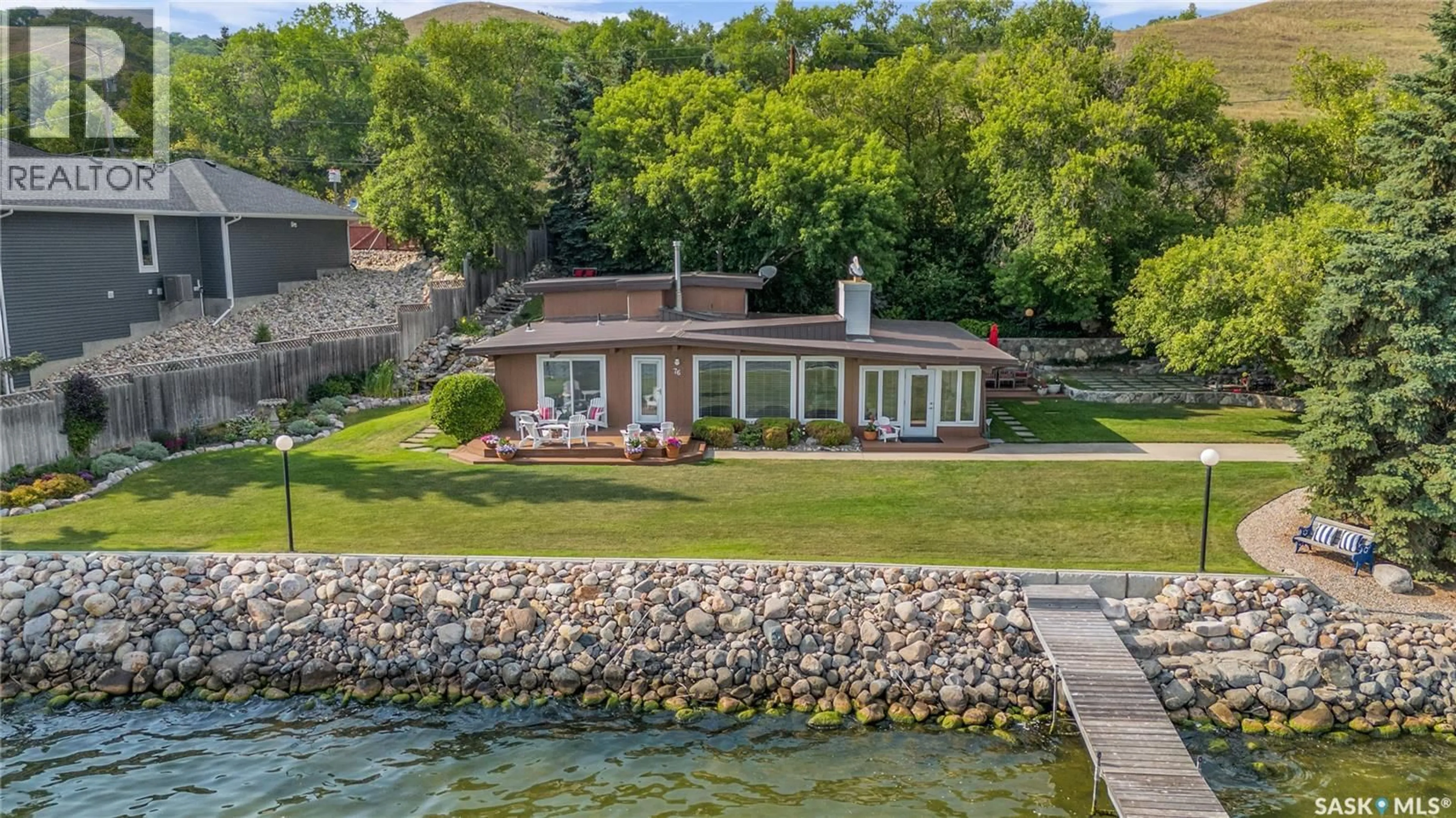 A pic from outside/outdoor area/front of a property/back of a property/a pic from drone, water/lake/river/ocean view for 76 PASQUA LAKE ROAD, North Qu'Appelle Rm No. 187 Saskatchewan S0G1S0
