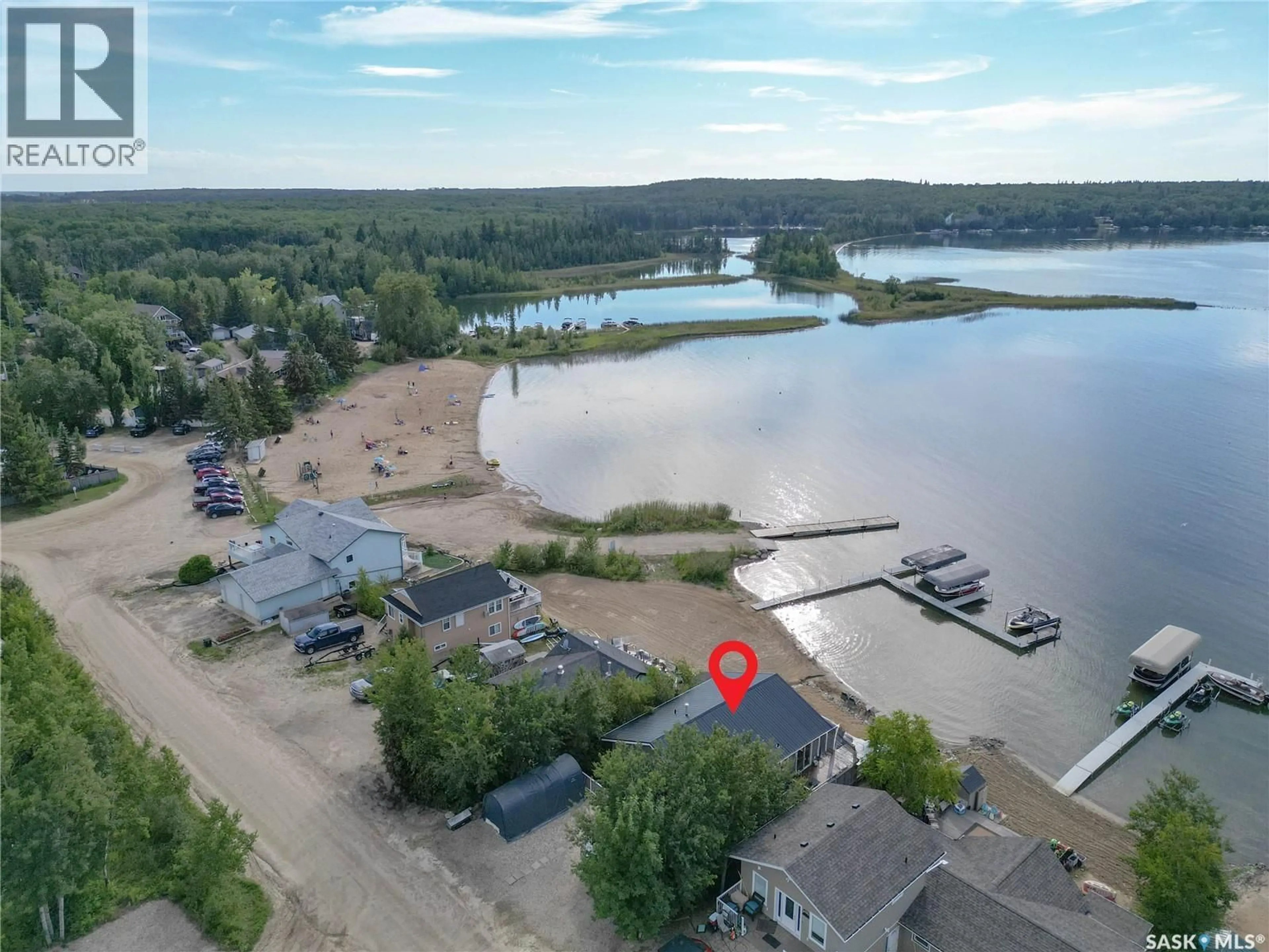 A pic from outside/outdoor area/front of a property/back of a property/a pic from drone, water/lake/river/ocean view for 108 JACOBSON DRIVE, Christopher Lake Saskatchewan S0J0N0