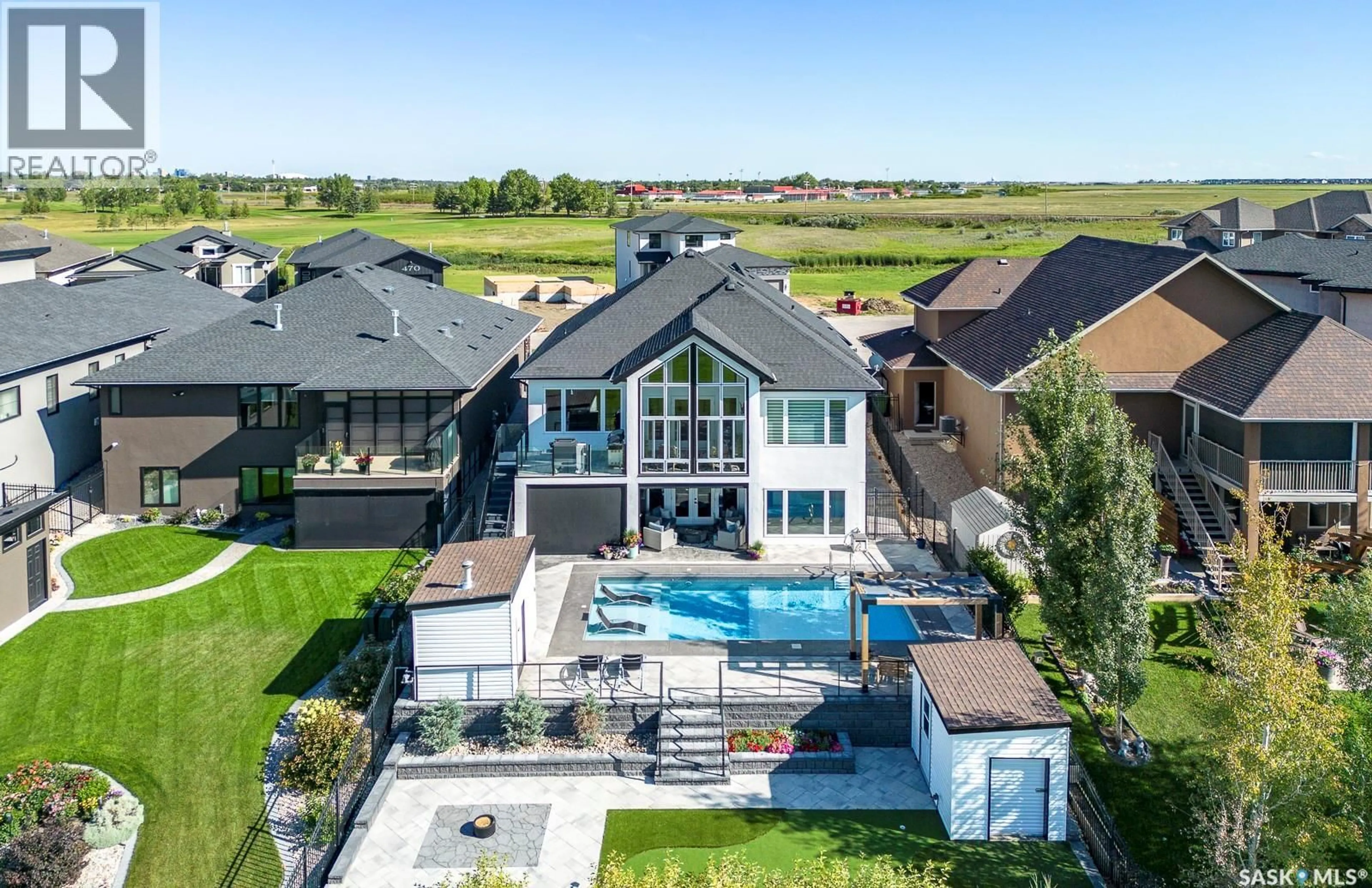 A pic from outside/outdoor area/front of a property/back of a property/a pic from drone, water/lake/river/ocean view for 434 GREENSIDE TERRACE, Regina Saskatchewan S4Y0A8
