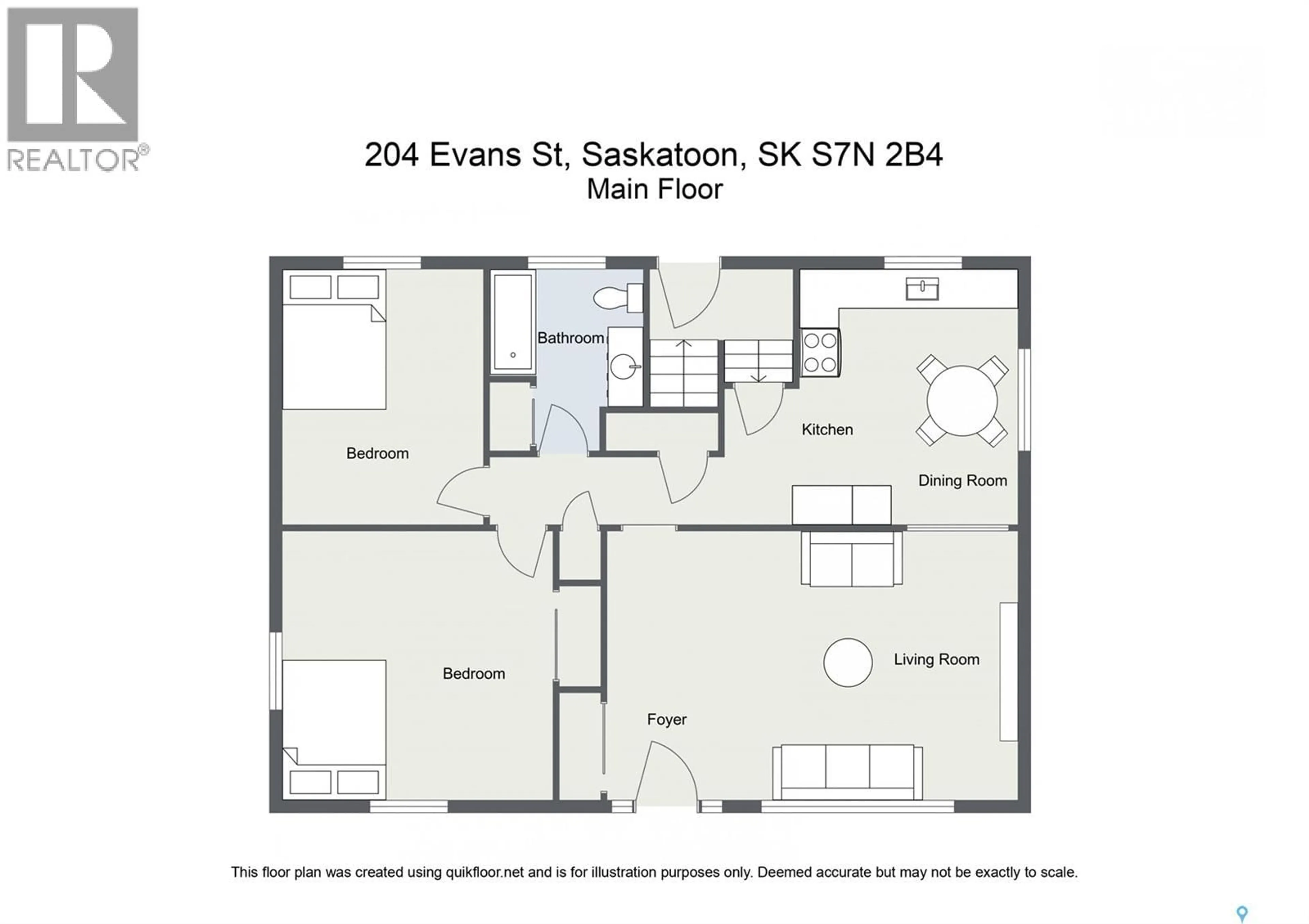 Floor plan for 204 EVANS STREET, Saskatoon Saskatchewan S7N2B4