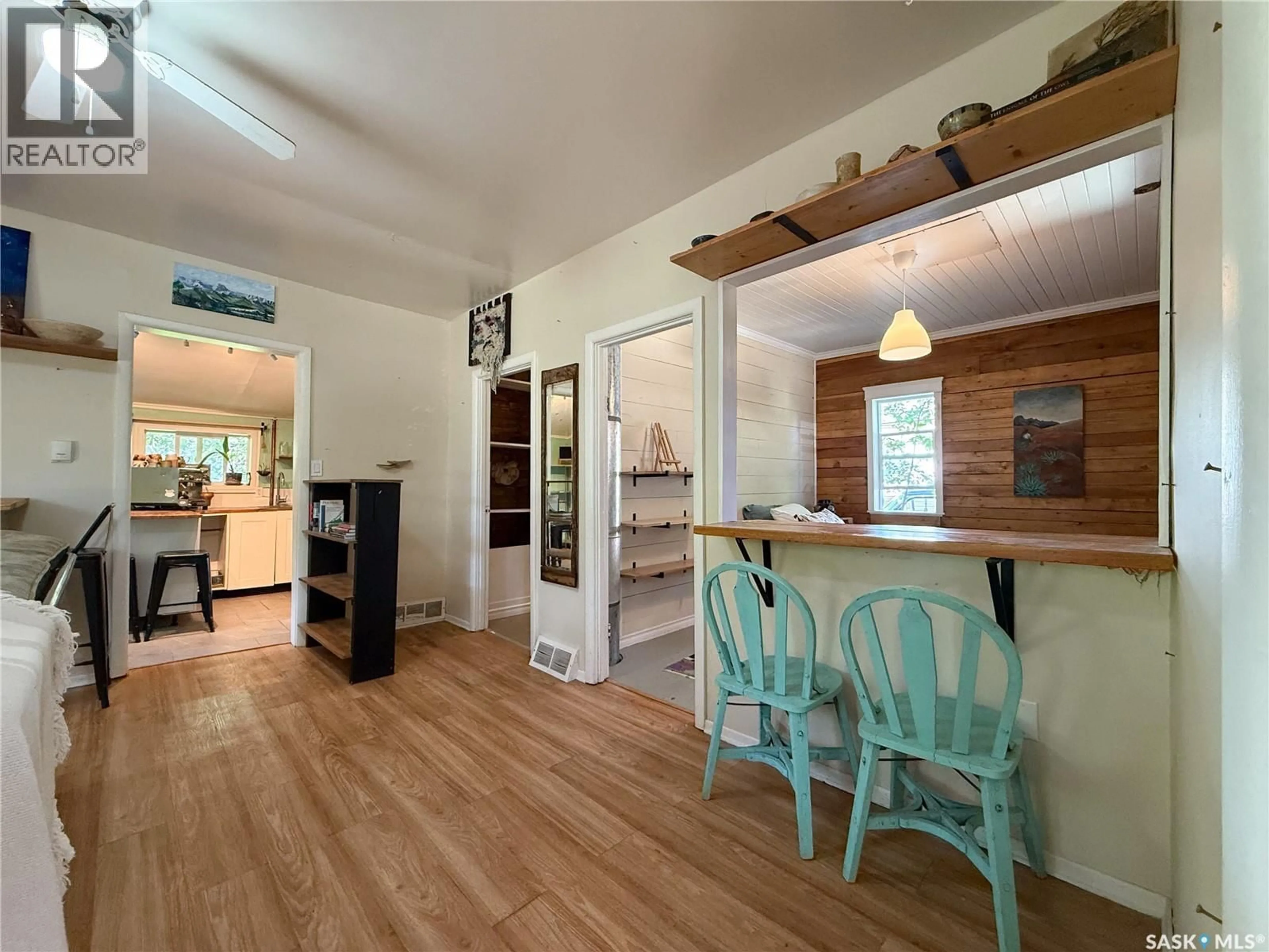 Open concept kitchen, wood/laminate floor for 216 SPRUCE AVENUE, Eastend Saskatchewan S0N0T0