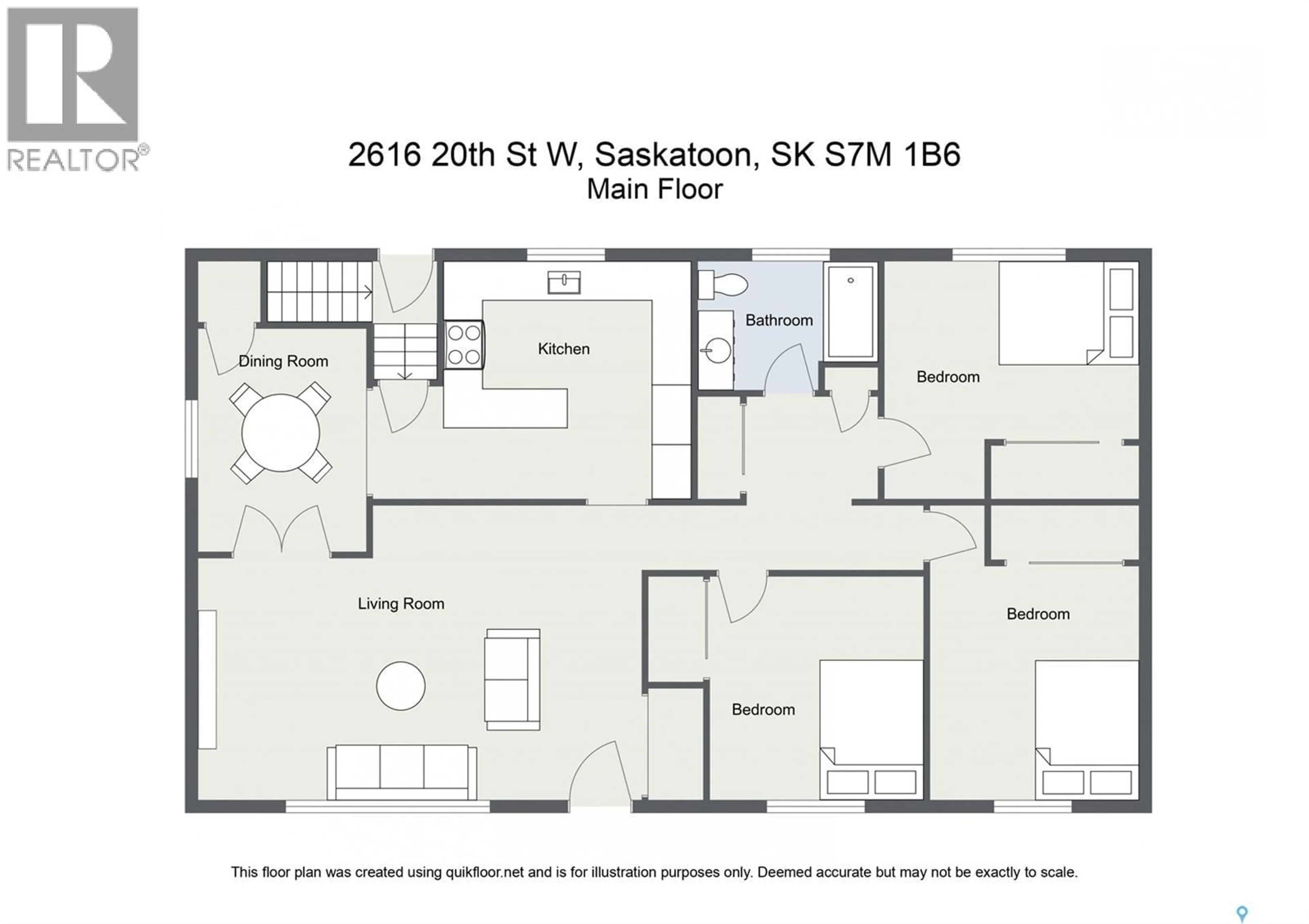 Floor plan for 2616 20TH STREET, Saskatoon Saskatchewan S7M1B6