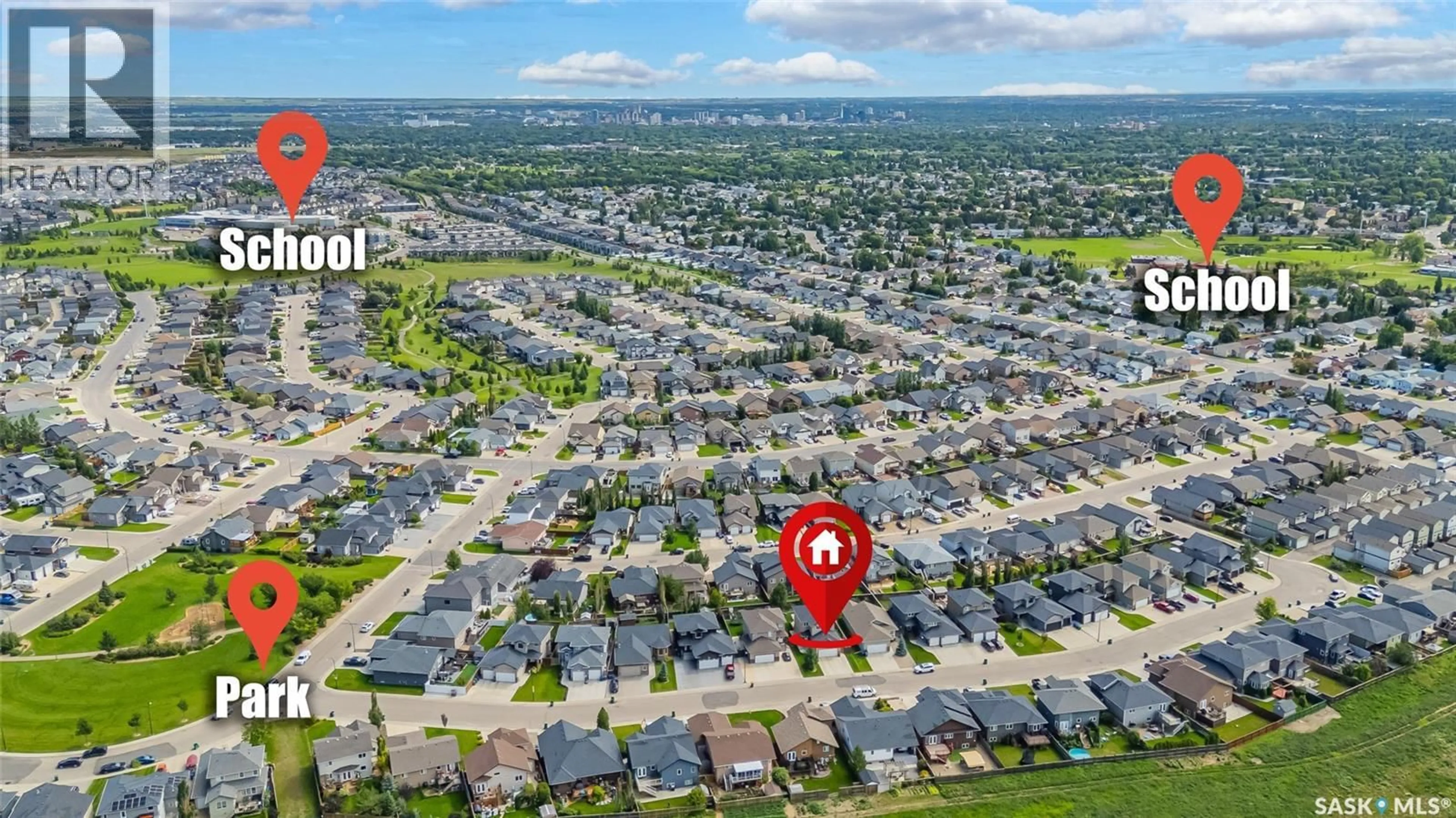 A pic from outside/outdoor area/front of a property/back of a property/a pic from drone, street for 250 MCCALLUM WAY, Saskatoon Saskatchewan S7R0H7