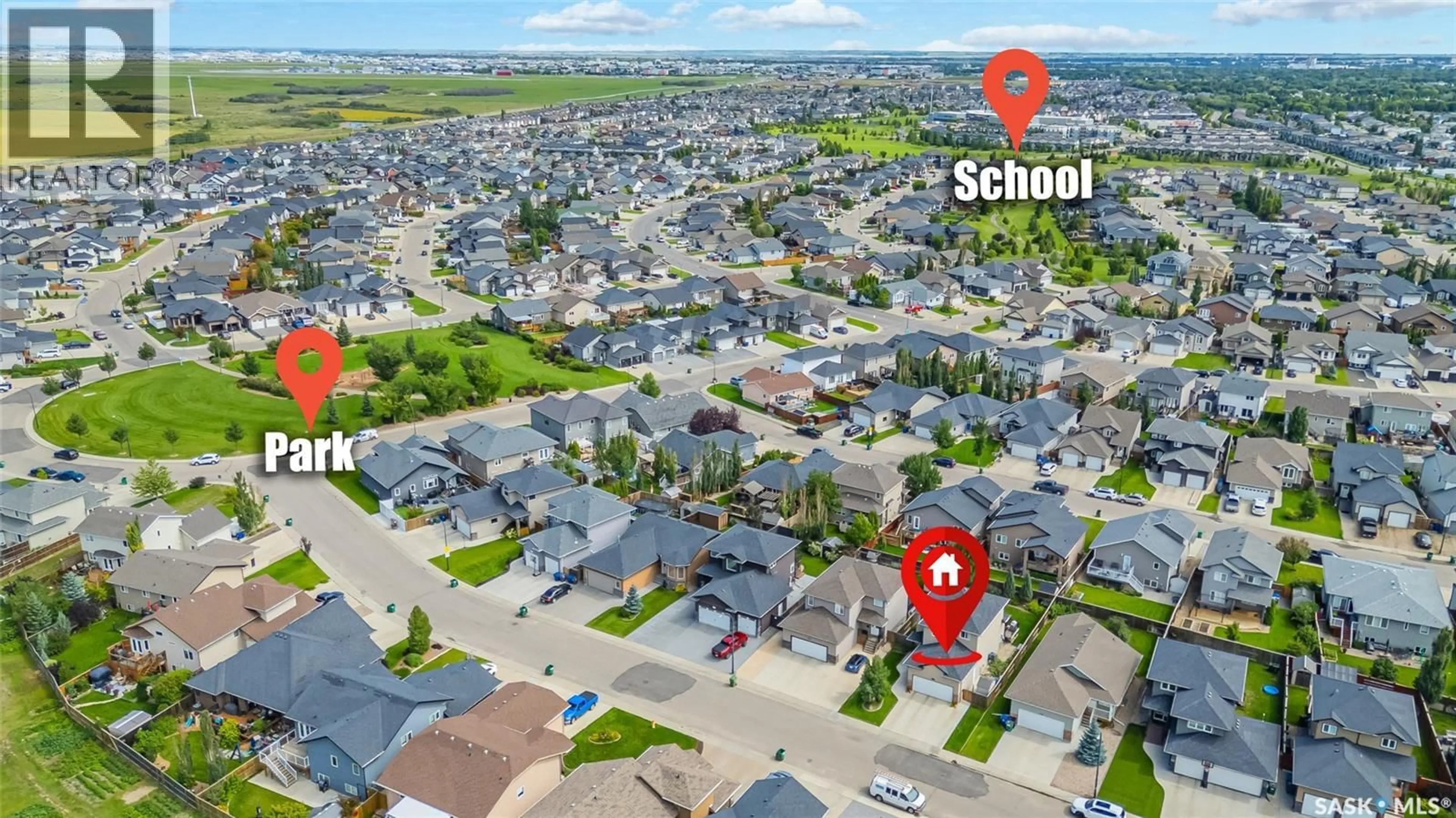 A pic from outside/outdoor area/front of a property/back of a property/a pic from drone, street for 250 MCCALLUM WAY, Saskatoon Saskatchewan S7R0H7