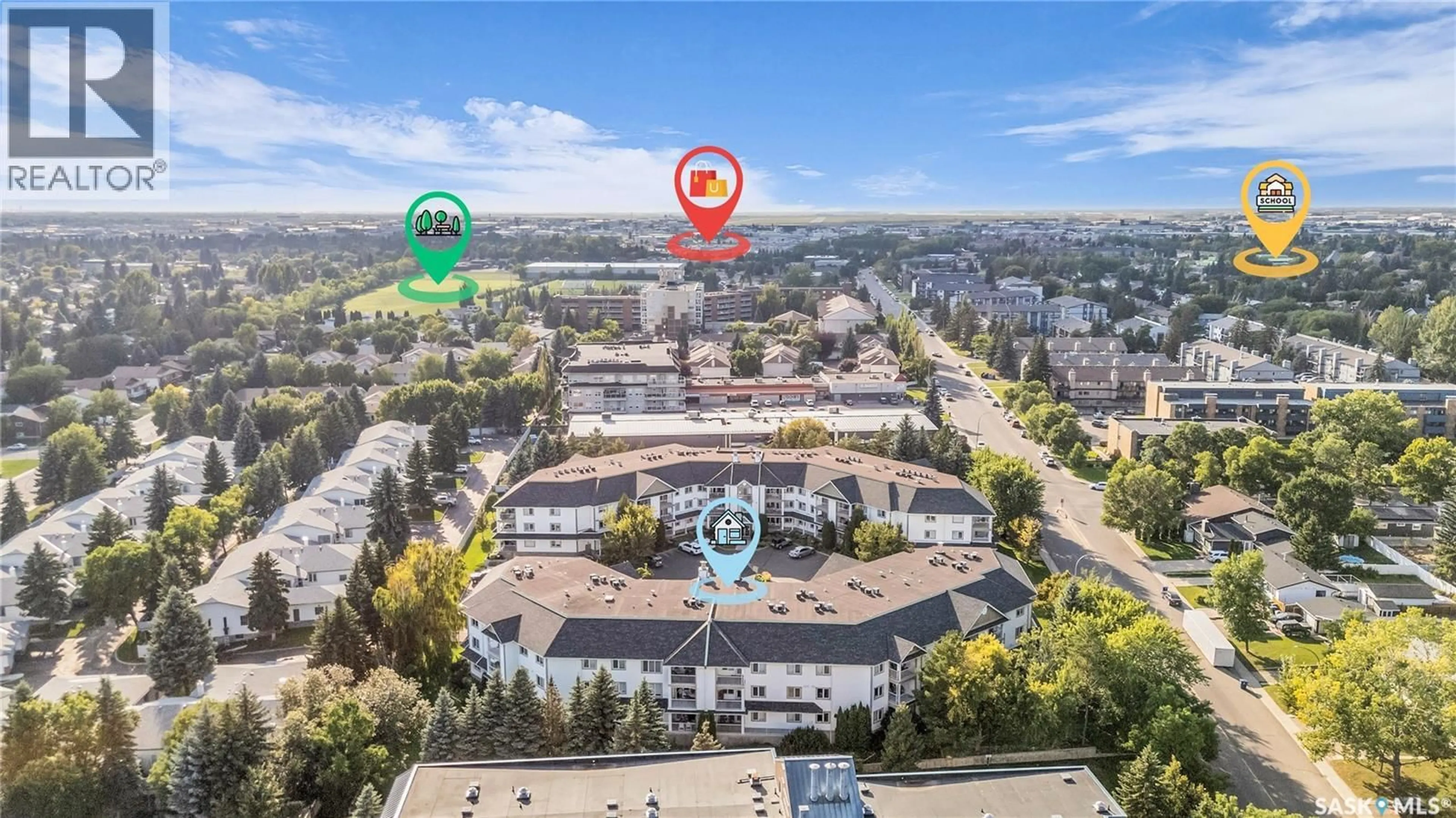 A pic from outside/outdoor area/front of a property/back of a property/a pic from drone, city buildings view from balcony for 305 - 124 PINEHOUSE DRIVE, Saskatoon Saskatchewan S7K7Z4
