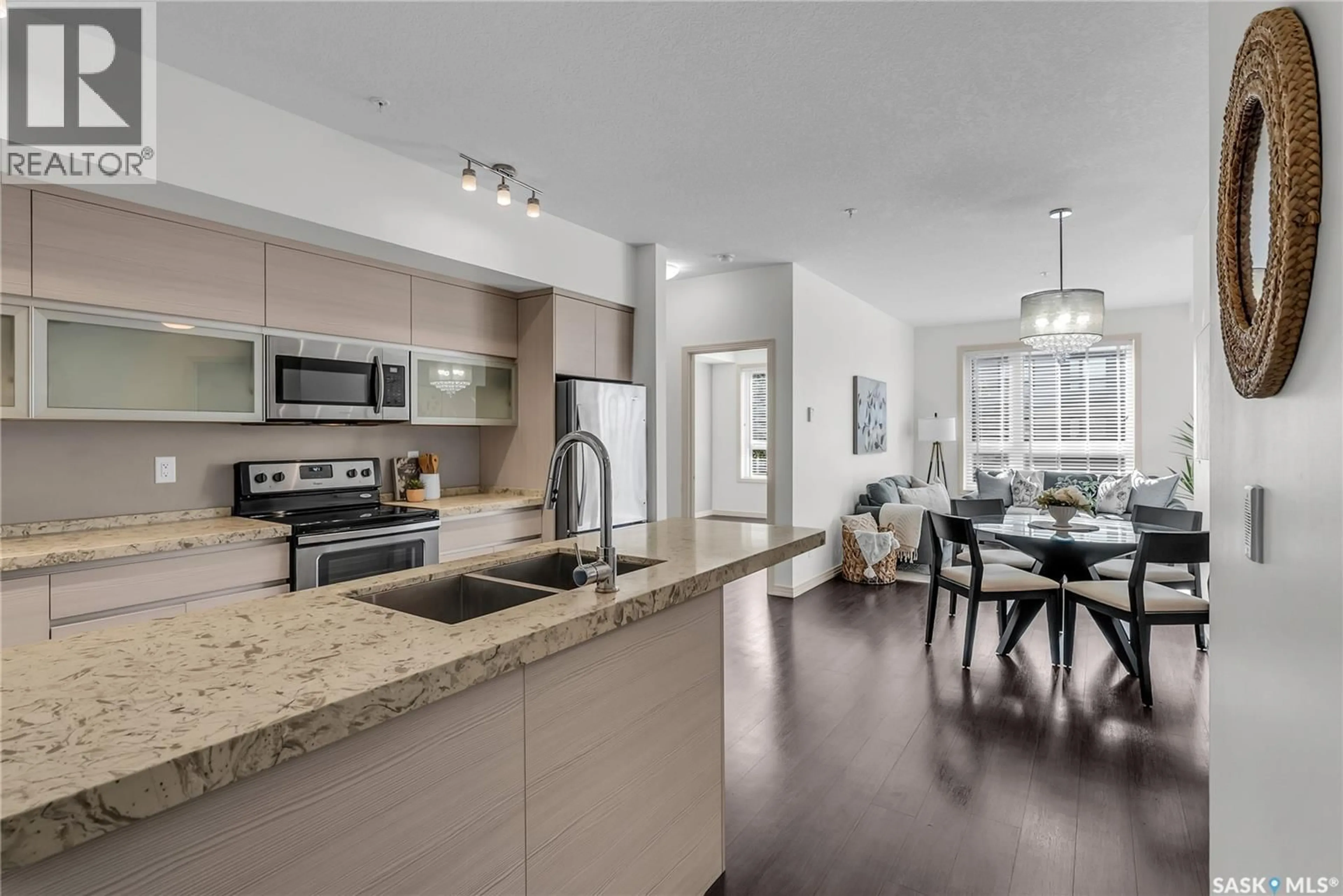 Open concept kitchen, ceramic/tile floor for 221 223 EVERGREEN SQUARE, Saskatoon Saskatchewan S7W0W2
