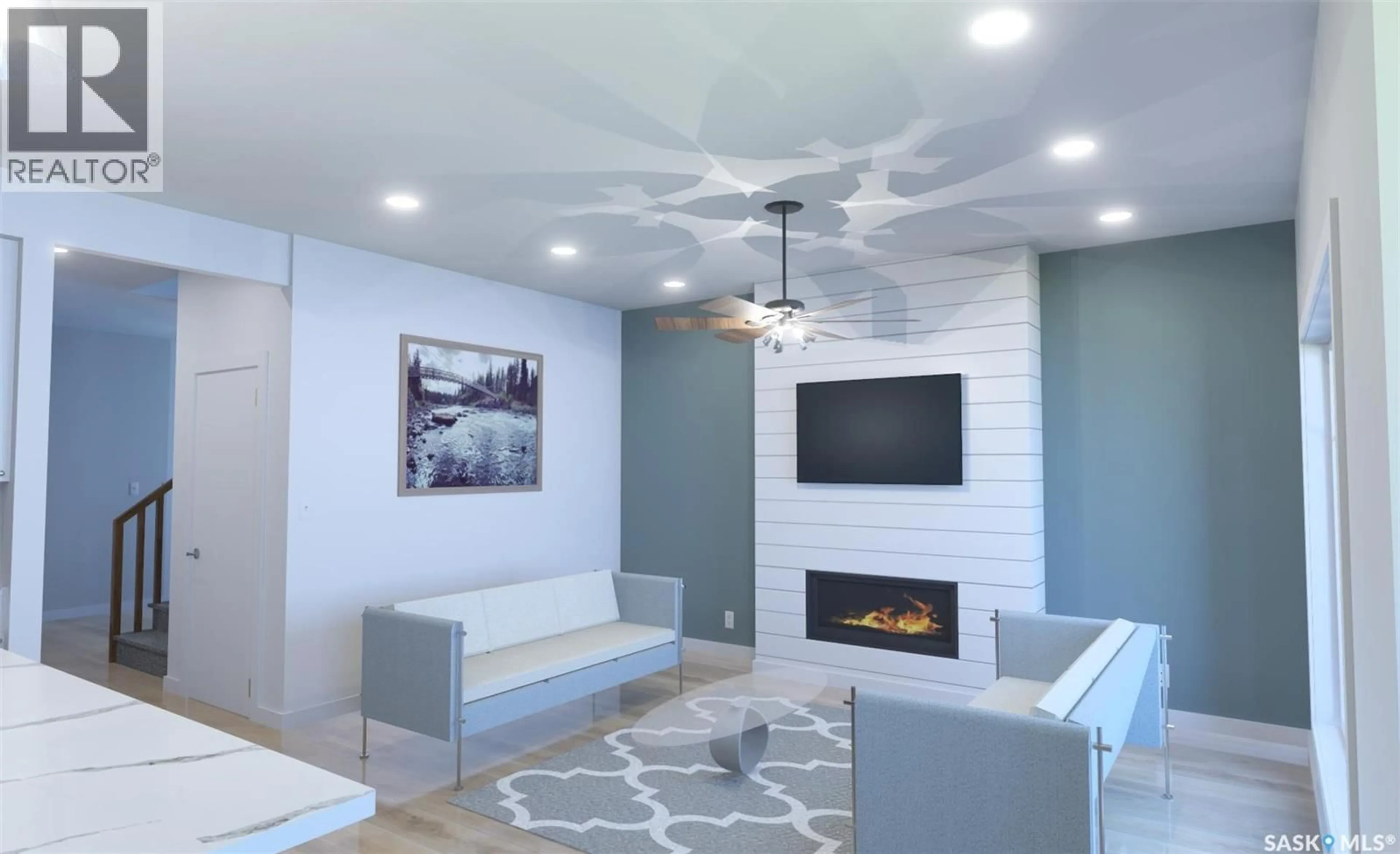 Living room with furniture, ceramic/tile floor for 146 HAVERSTOCK CRESCENT, Saskatoon Saskatchewan S7W1E2