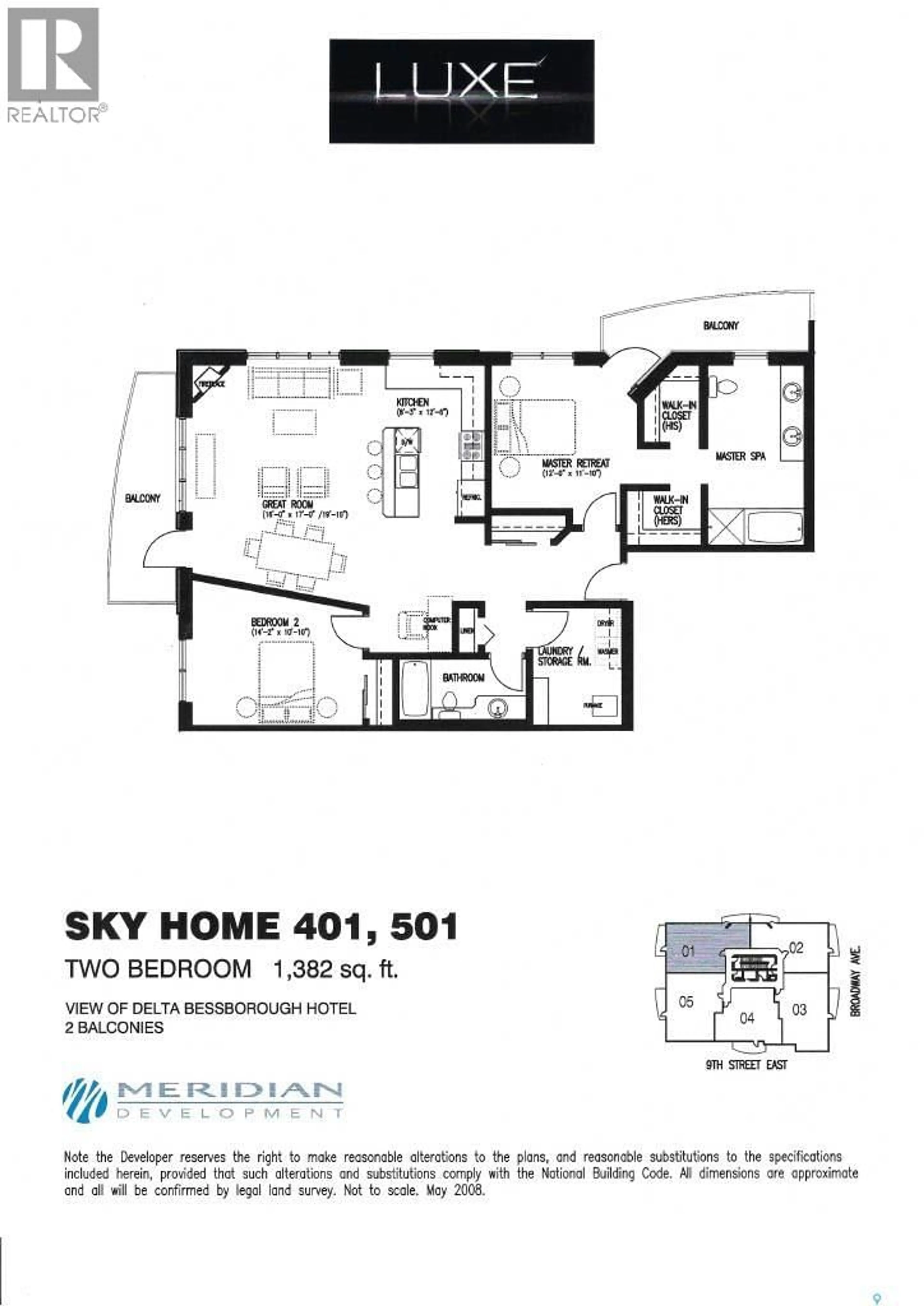Floor plan for 501 922 BROADWAY AVENUE, Saskatoon Saskatchewan S7N1B7