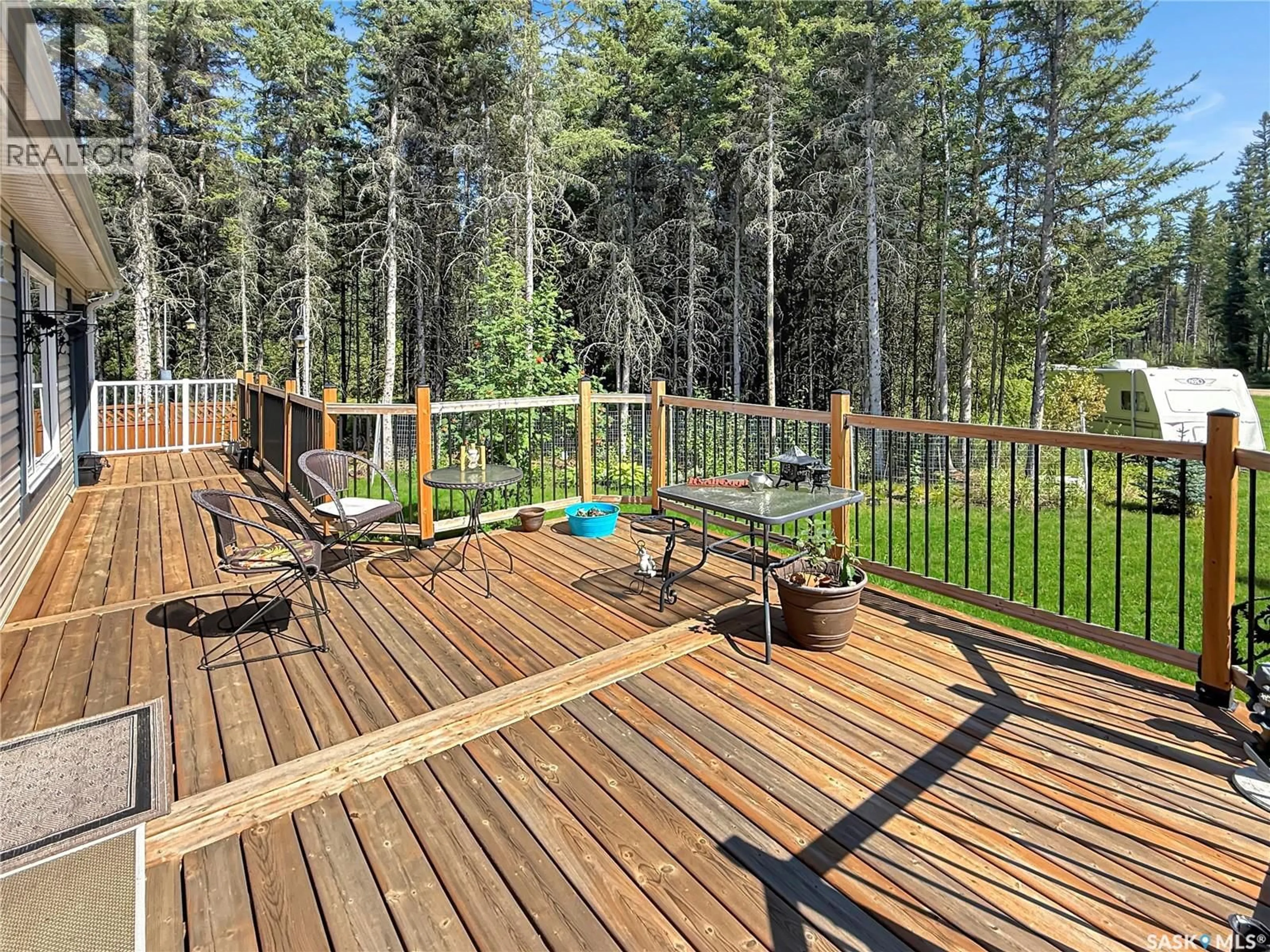 Patio, forest/trees view for 43 CRANBERRY CREEK CRESCENT, Candle Lake Saskatchewan S0J3E0