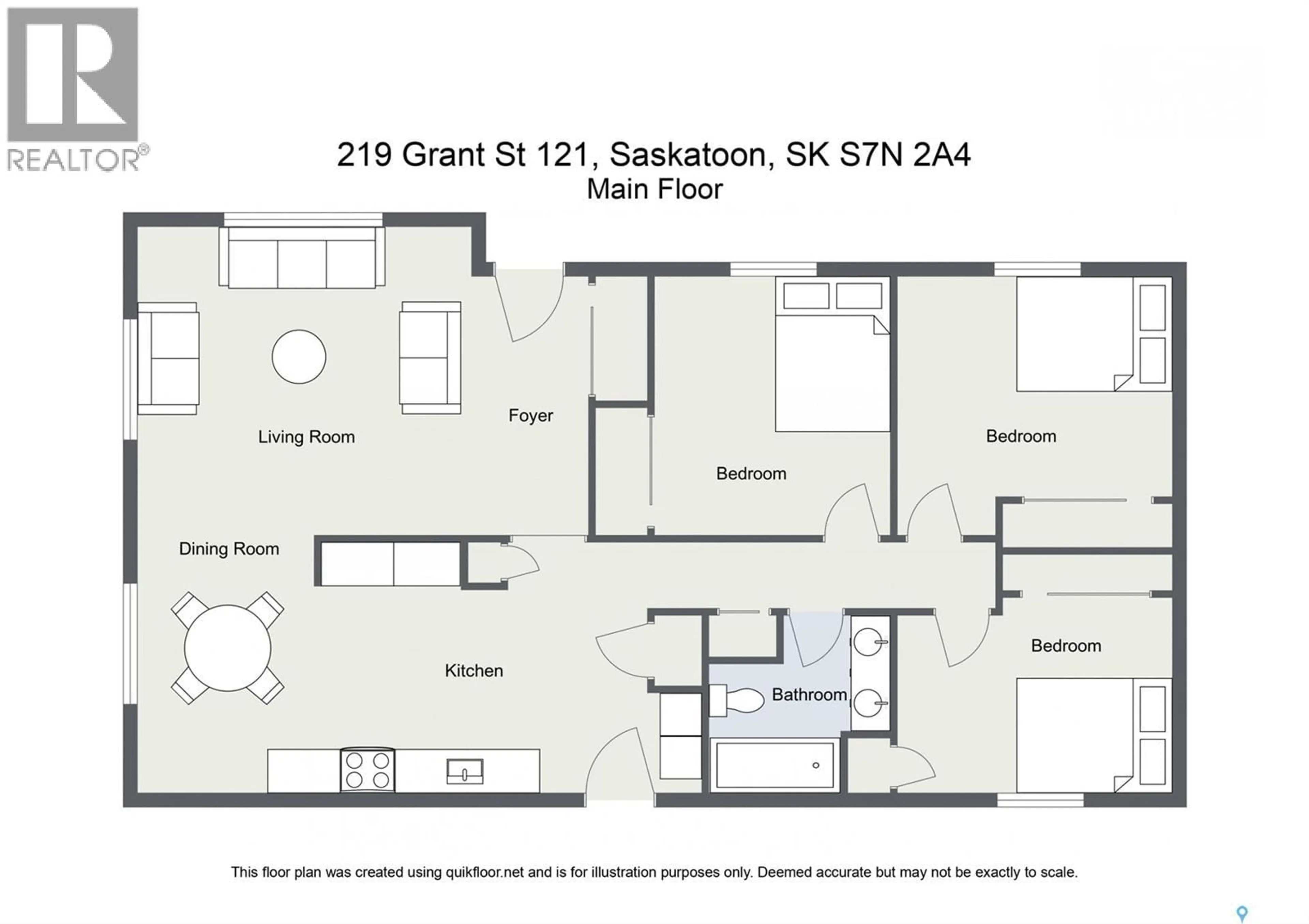 Floor plan for 142 219 GRANT STREET, Saskatoon Saskatchewan S7N2A5