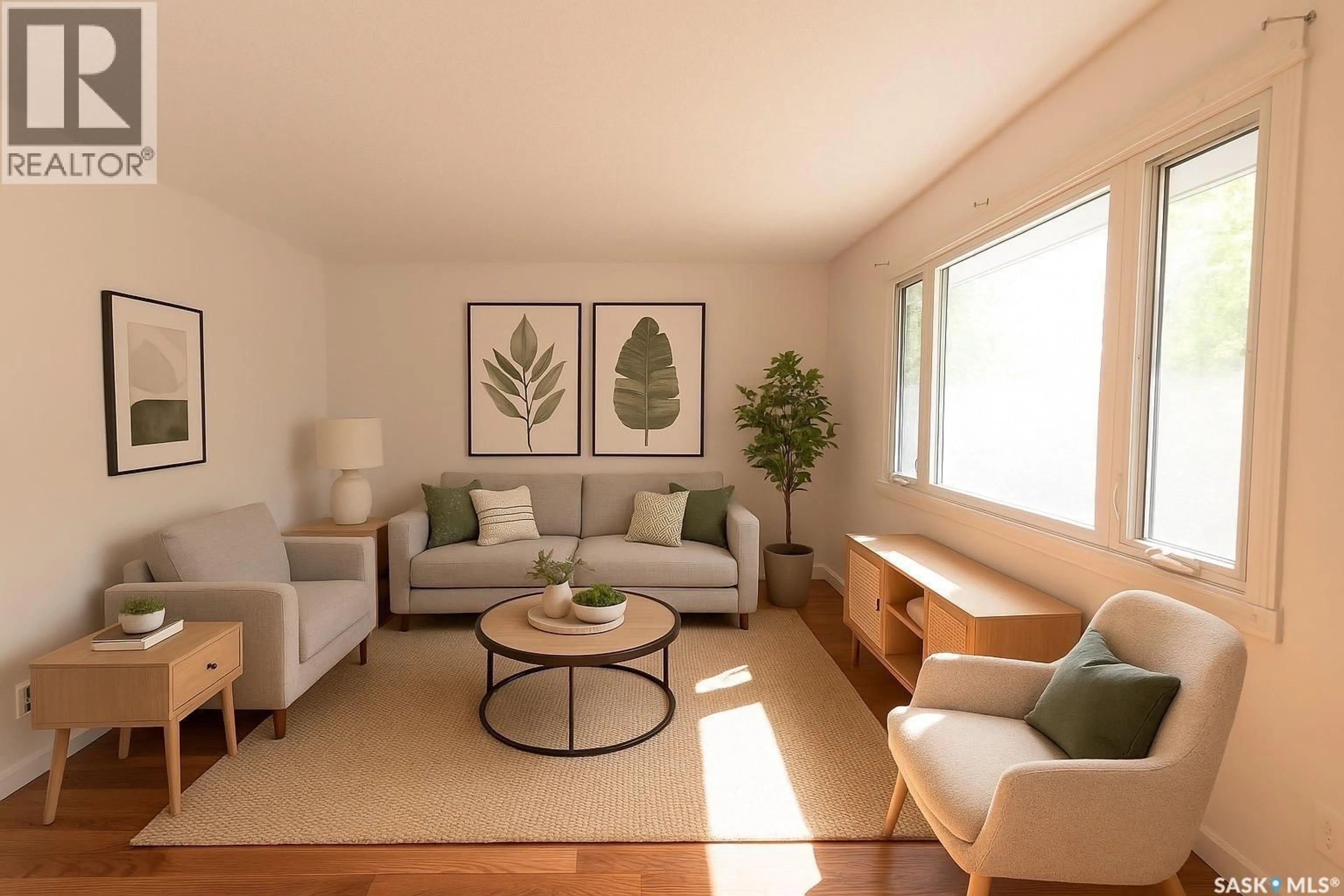 Living room with furniture, wood/laminate floor for 183 MAGEE CRESCENT, Regina Saskatchewan S4R6K6