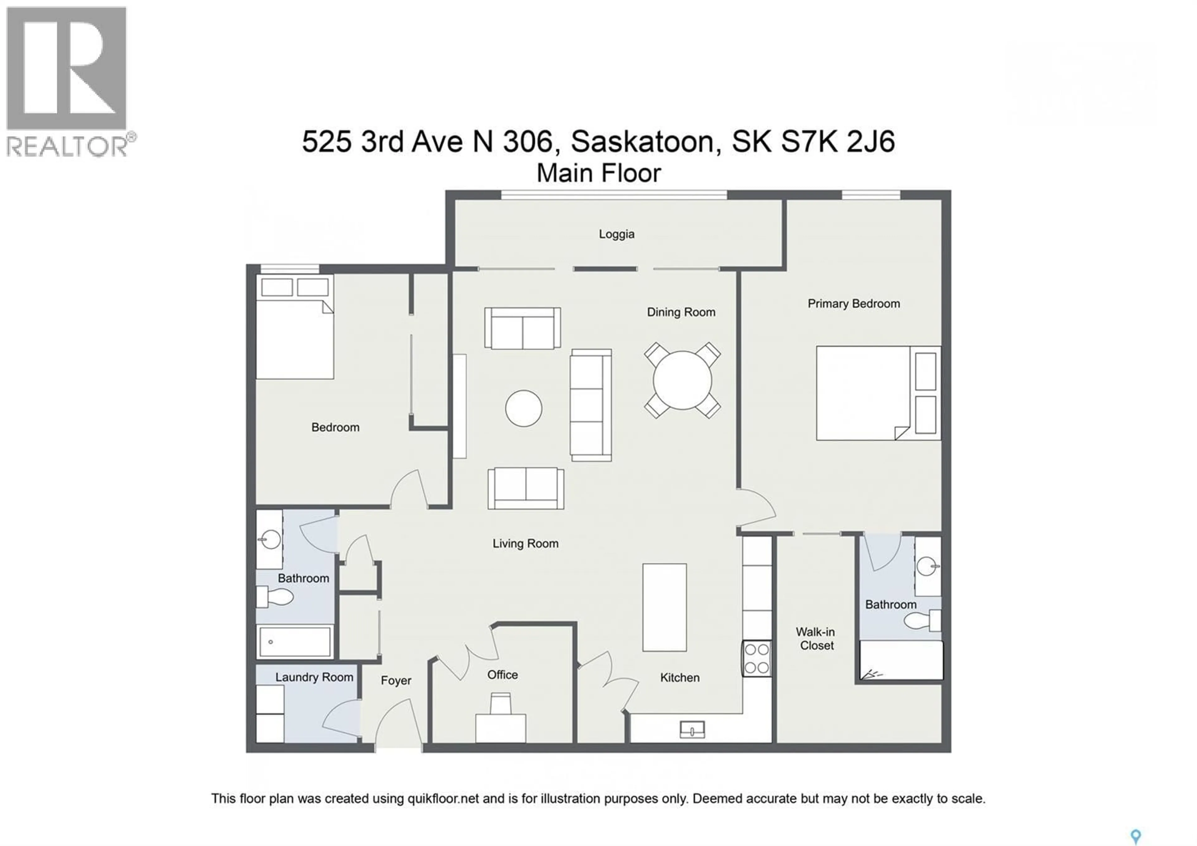 Floor plan for 306 - 525 3RD AVENUE, Saskatoon Saskatchewan S7K2J6