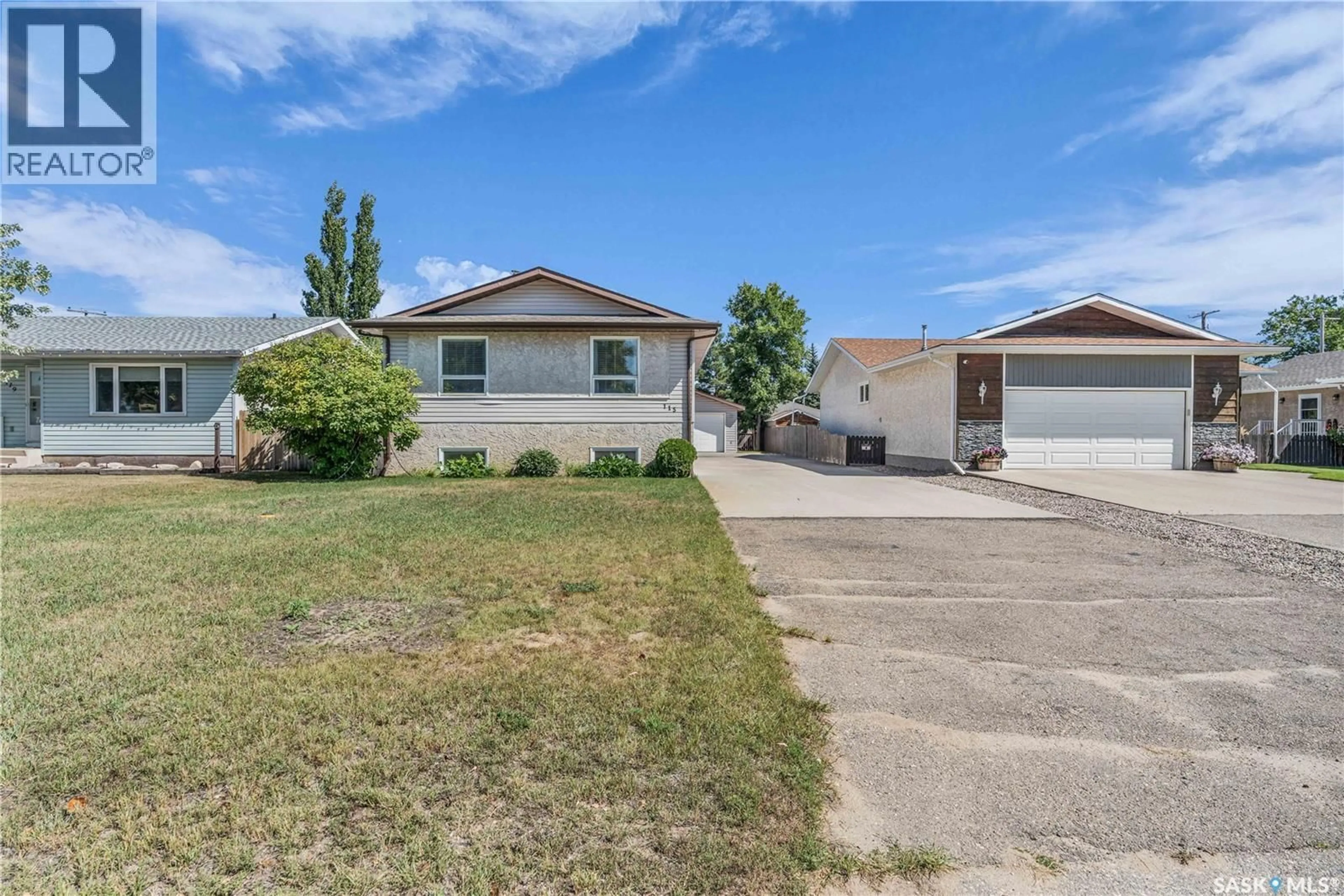 A pic from outside/outdoor area/front of a property/back of a property/a pic from drone, street for 115 5TH STREET, Pilot Butte Saskatchewan S0G3Z0