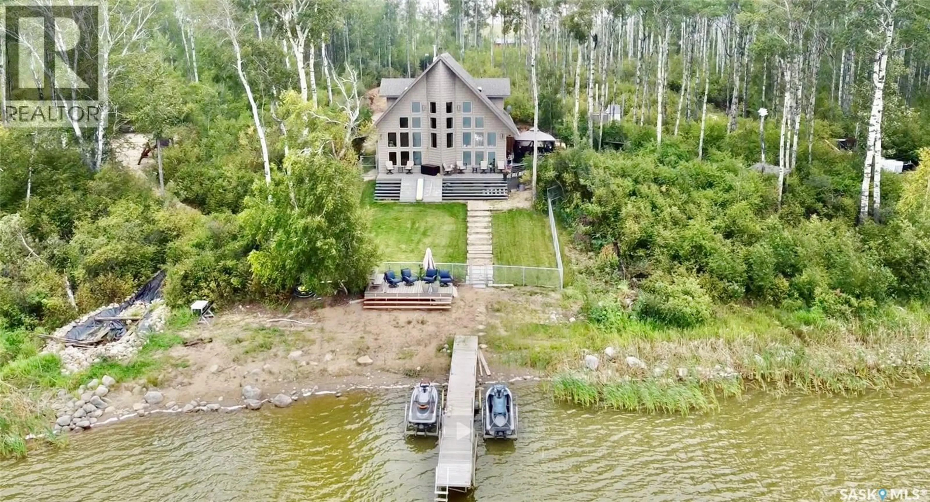 A pic from outside/outdoor area/front of a property/back of a property/a pic from drone, water/lake/river/ocean view for FILLON LAKE WATERFRONT ACREAGE, Canwood Rm No. 494 Saskatchewan S0J0K0