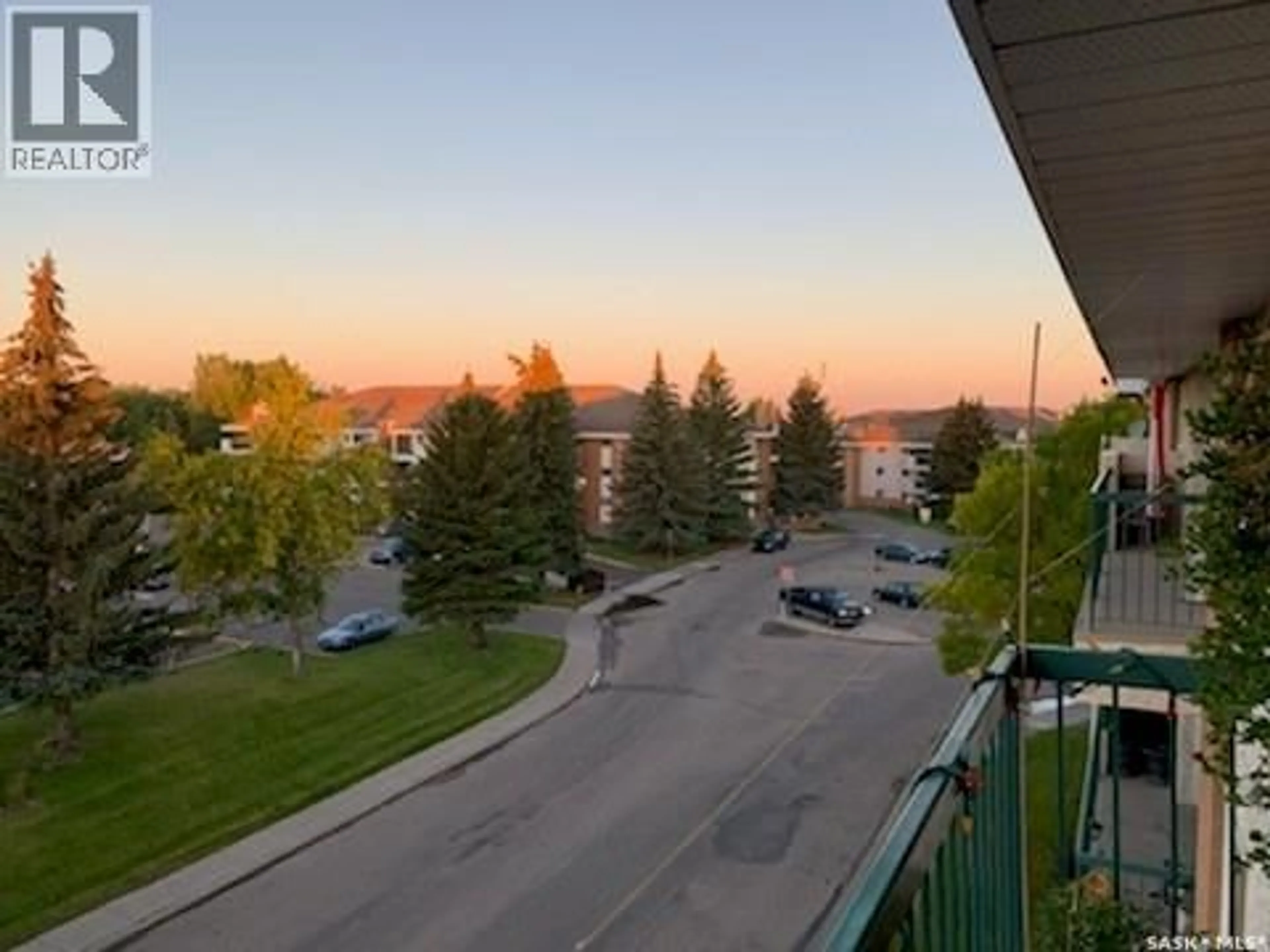 Balcony in the apartment, city buildings view from balcony for 403 301 CREE CRESCENT, Saskatoon Saskatchewan S7K7Y3