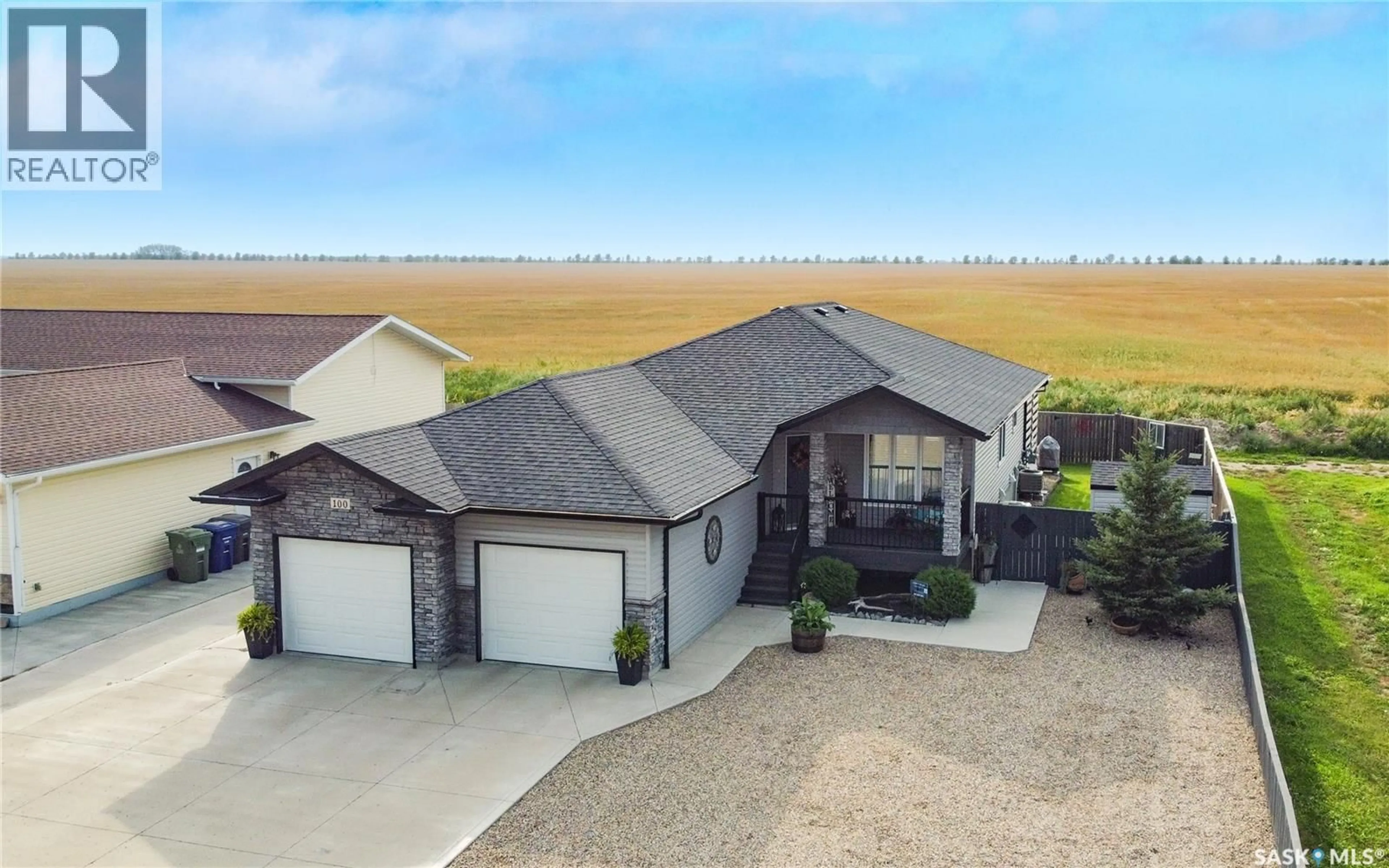 A pic from outside/outdoor area/front of a property/back of a property/a pic from drone, unknown for 100 DIEFENBAKER AVENUE, Hague Saskatchewan S0K1X0