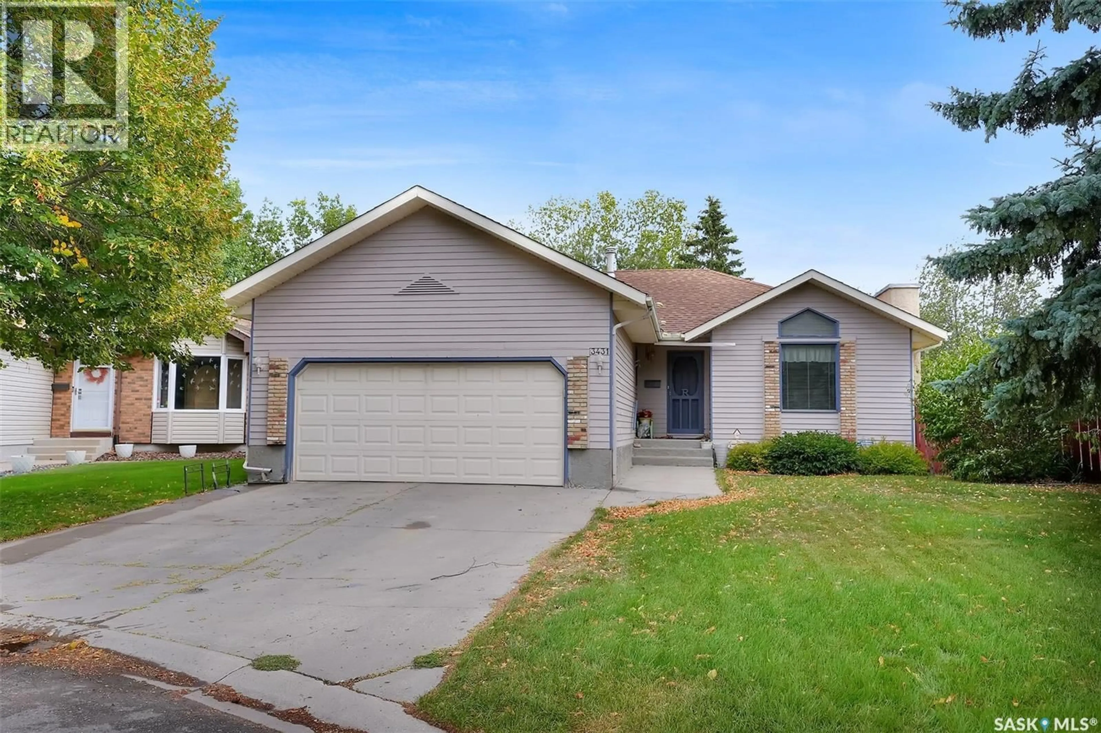Home with vinyl exterior material, street for E - 3431 KEEHR PLACE, Regina Saskatchewan S4N7A6
