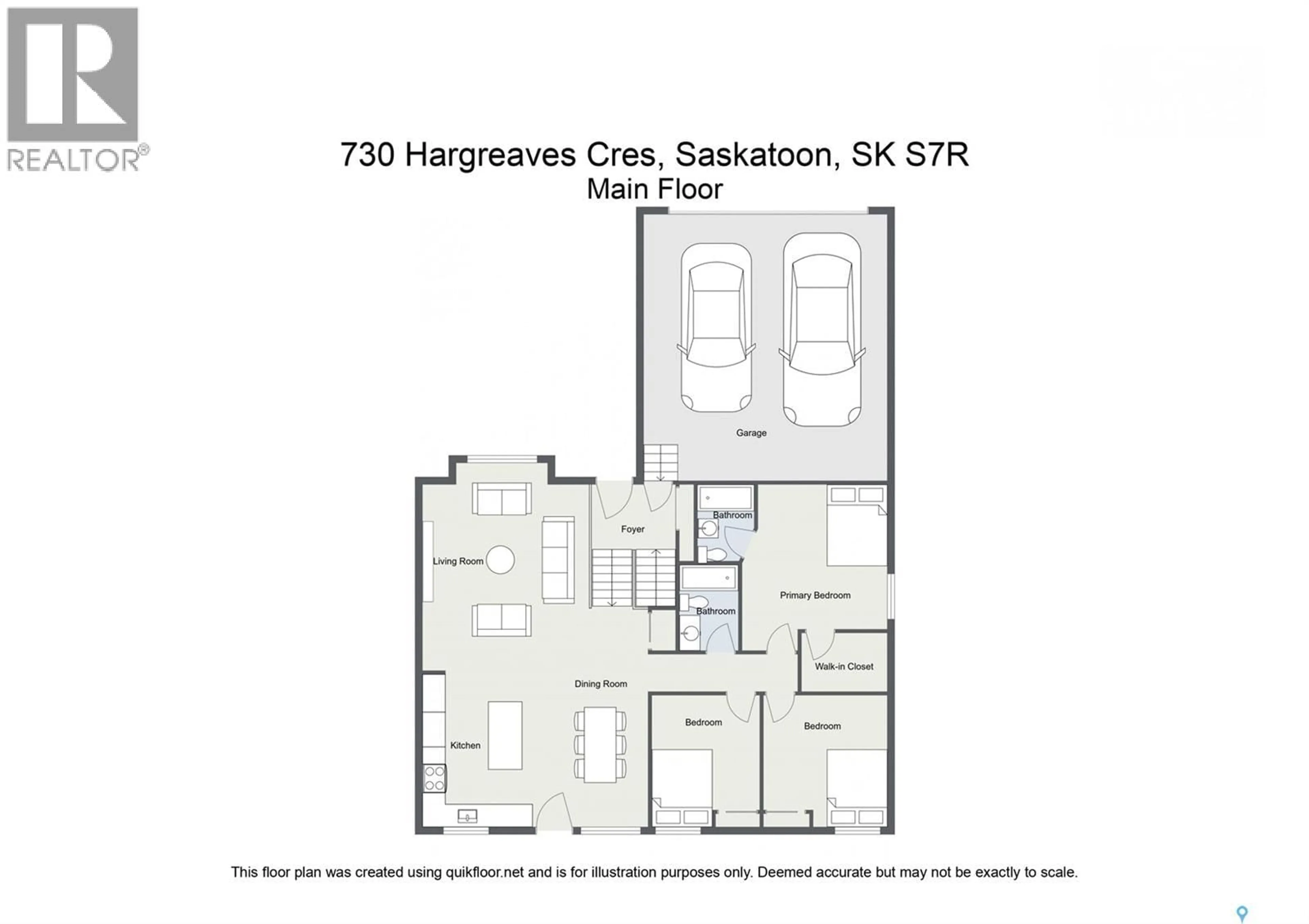 Floor plan for 730 HARGREAVES CRESCENT, Saskatoon Saskatchewan S7R0H2