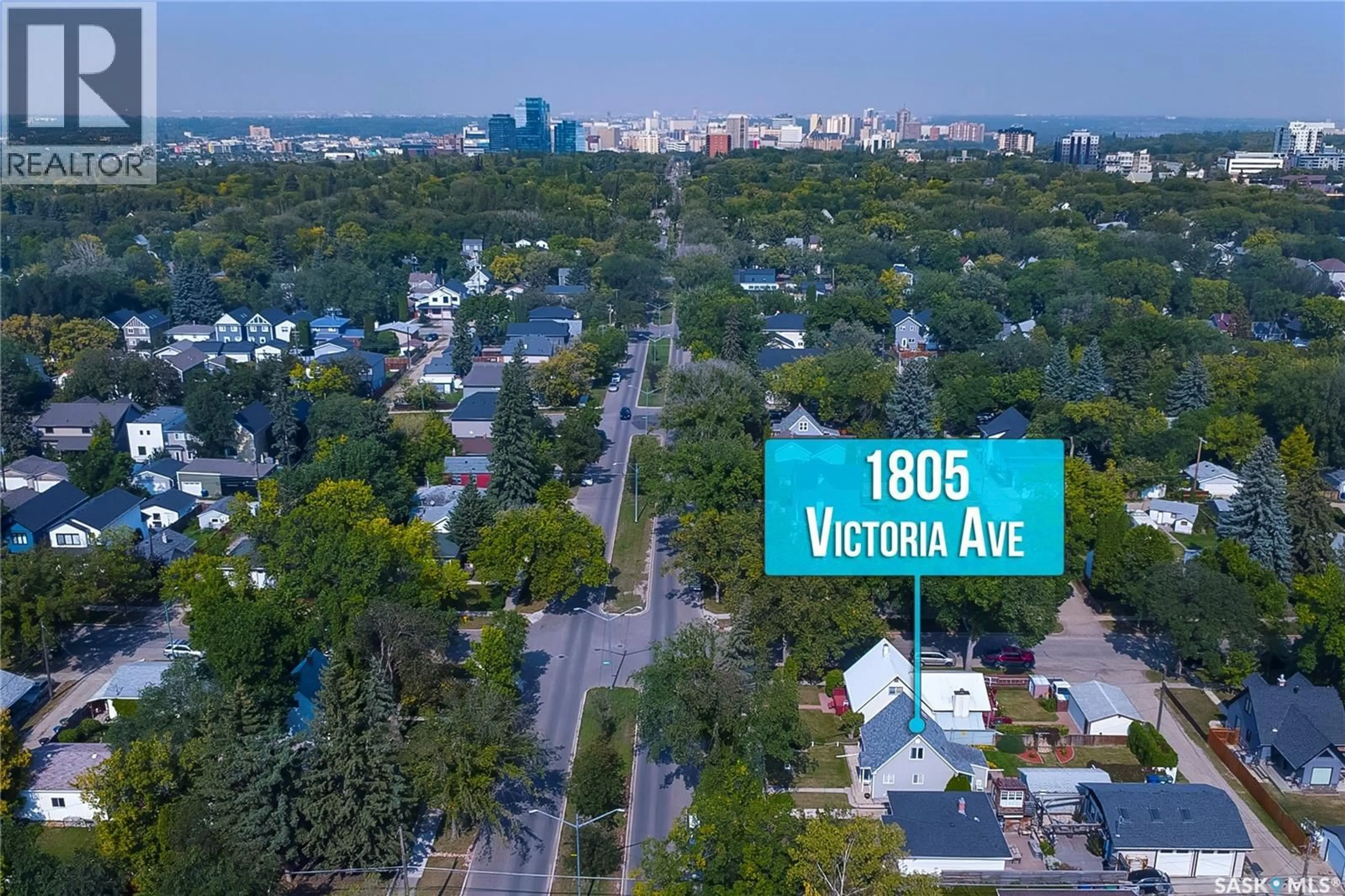 A pic from outside/outdoor area/front of a property/back of a property/a pic from drone, street for 1805 VICTORIA AVENUE, Saskatoon Saskatchewan S7H1Z8