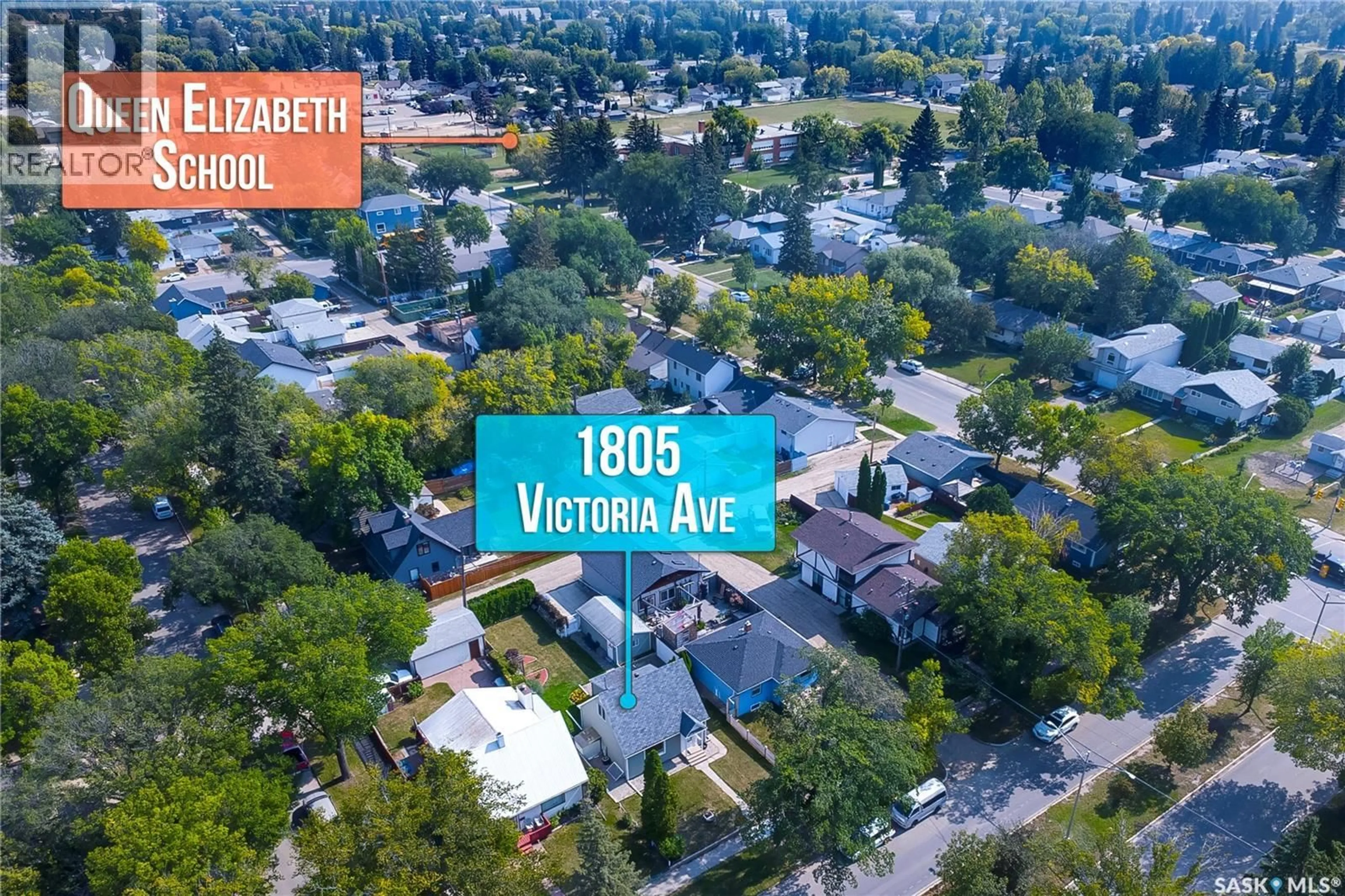 A pic from outside/outdoor area/front of a property/back of a property/a pic from drone, street for 1805 VICTORIA AVENUE, Saskatoon Saskatchewan S7H1Z8